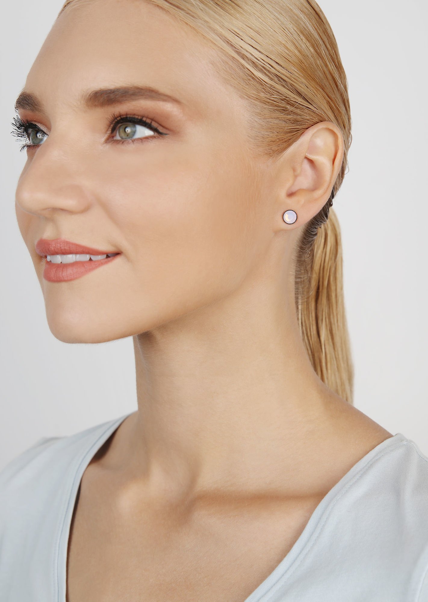 image pour Clou d'oreille plat Black Jack Rose rose opal SS 34