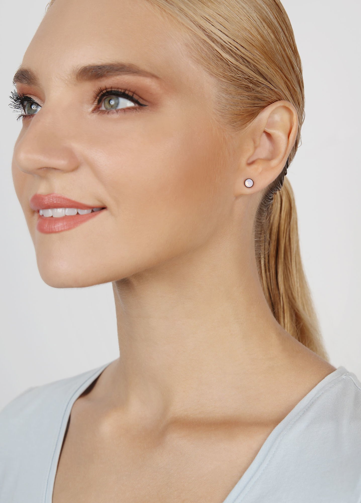 Bild für Ohrstecker flach Black Jack Pink rose opal SS 20