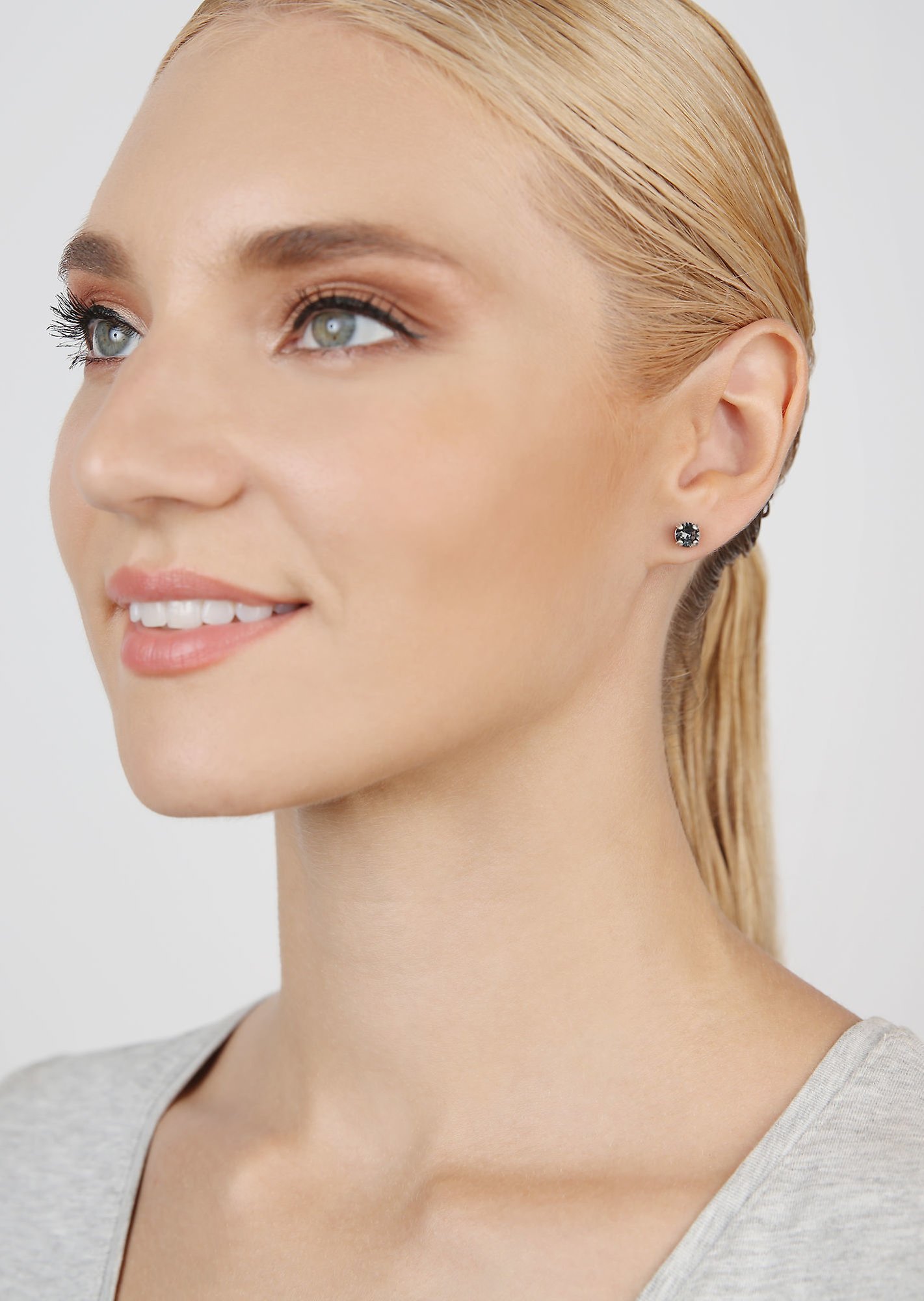 image for Earring Stud Black Jack Black crystal silver night SS 29