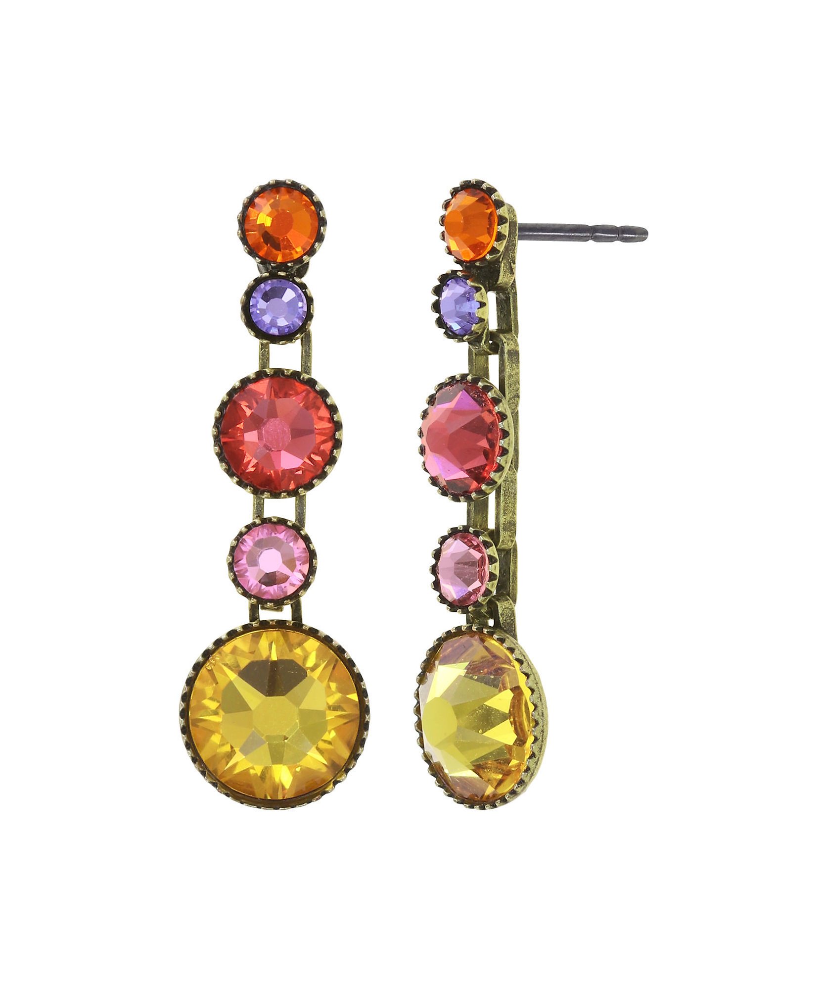 image for Earring Stud Dangling Water Cascade Orange / Lila  