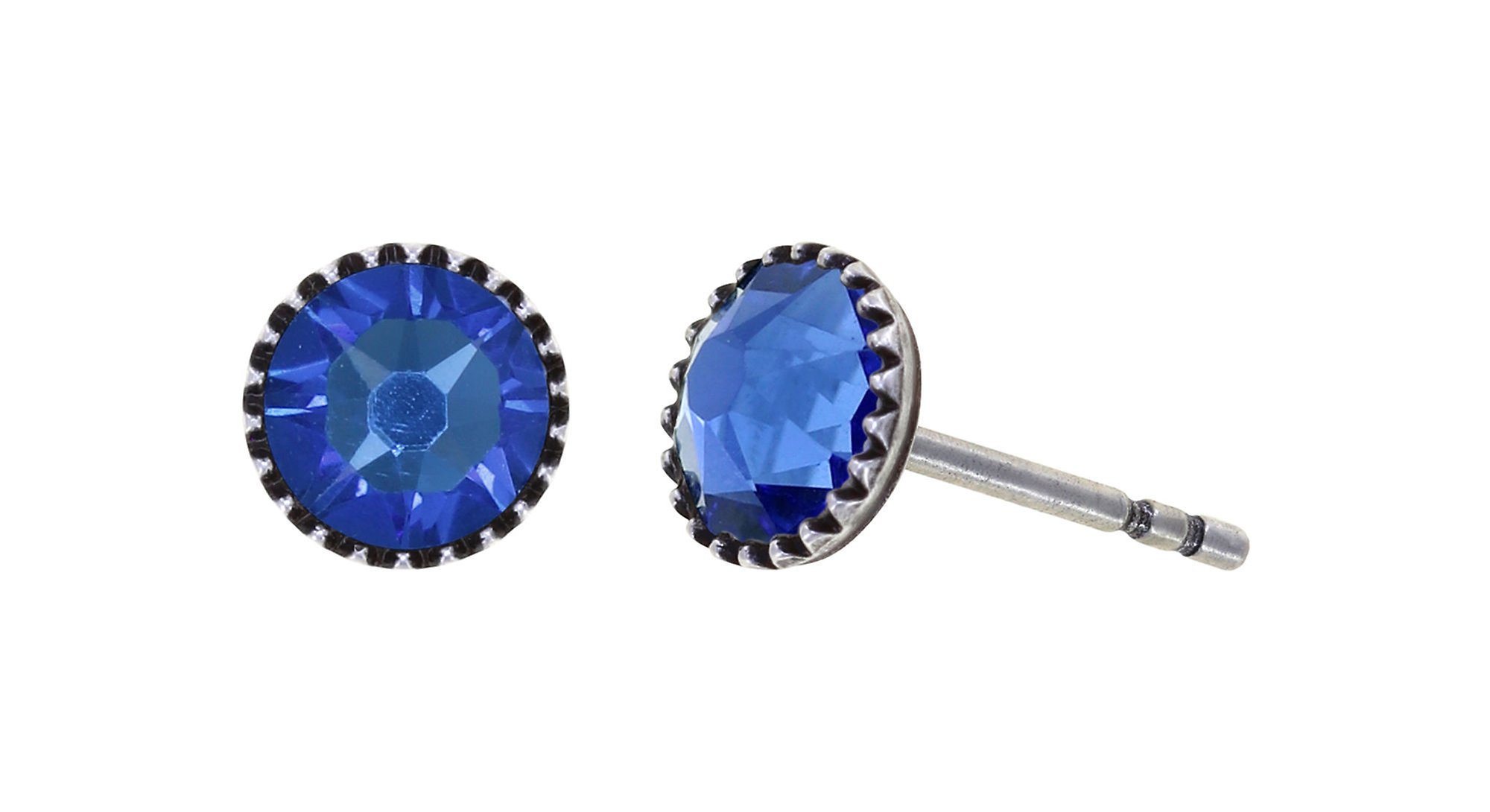 image for Earring Stud-Flat Black Jack Blue sapphire SS 20