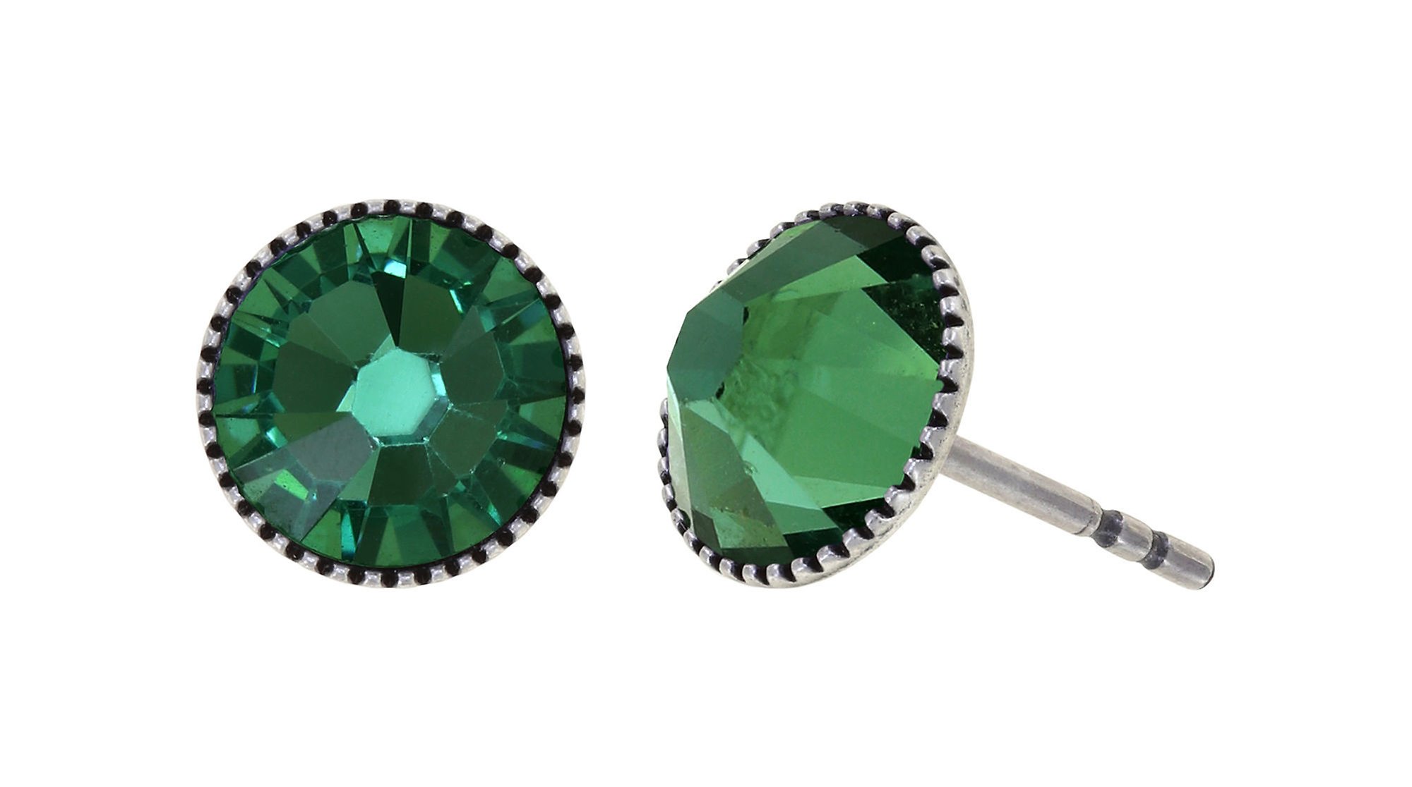 image pour Clou d'oreille plat Black Jack Vert erinite SS 34
