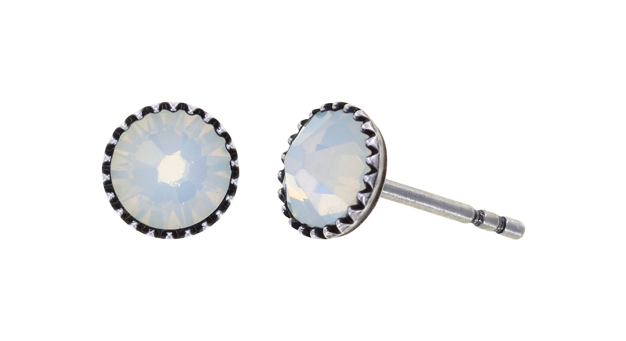 image pour Clou d'oreille plat Black Jack Blanc white opal SS 20