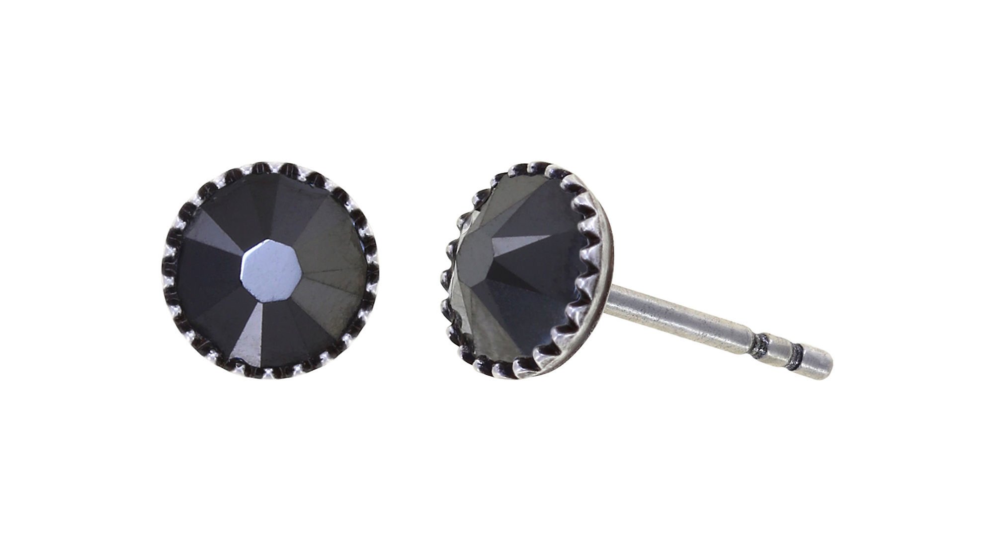 Bild für Ohrstecker flach Black Jack Schwarz Jet hematit SS 20
