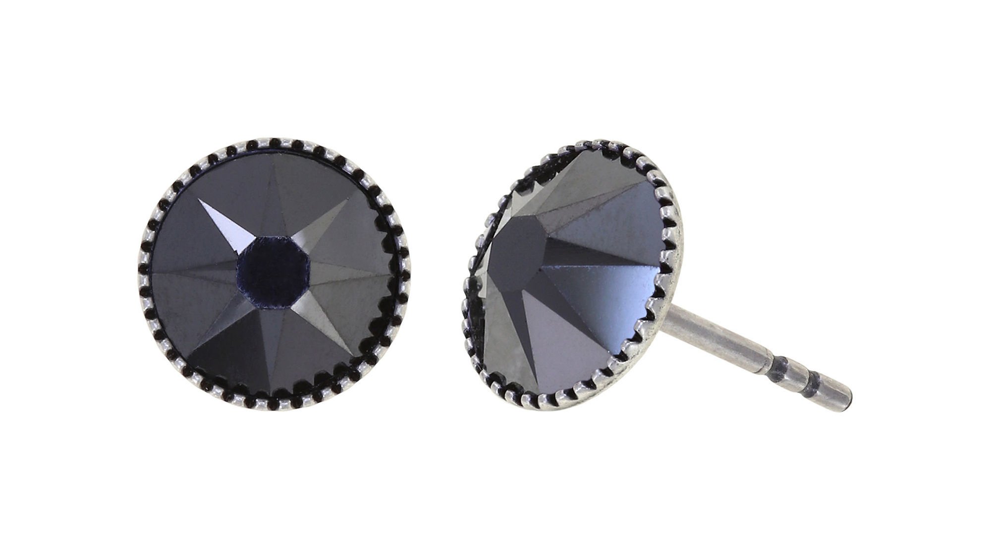 image pour Clou d'oreille plat Black Jack Noir jet hematite SS 34