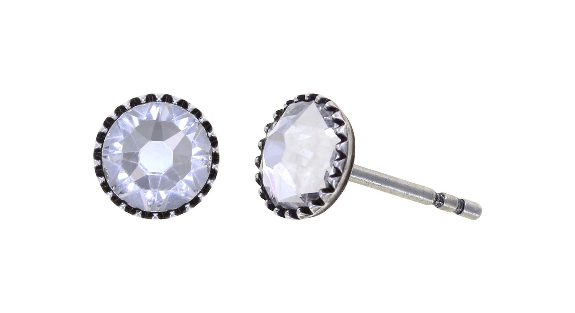 Bild für Ohrstecker flach Black Jack Weiß Kristall SS 20