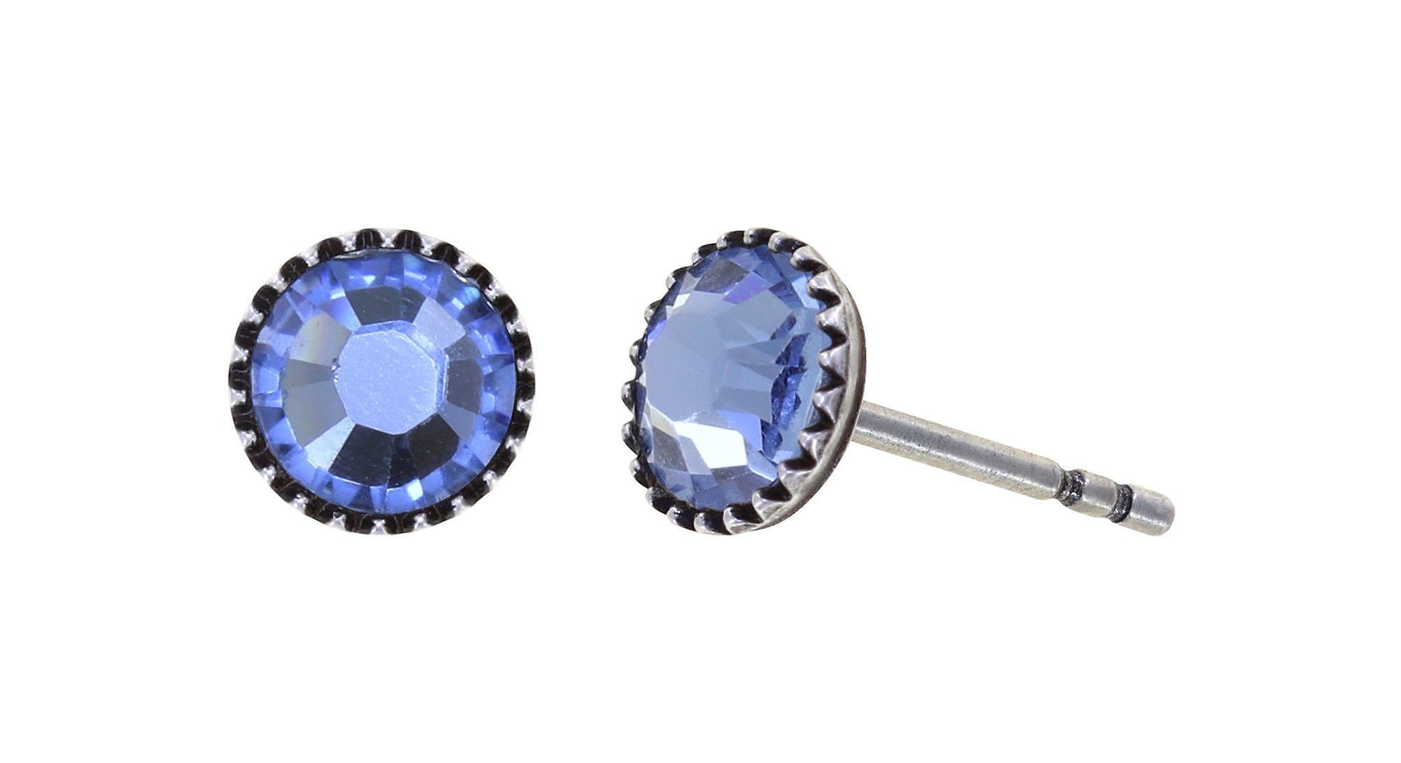 Kép Earring stud-flat Black Jack Light Blue light sapphire SS 20