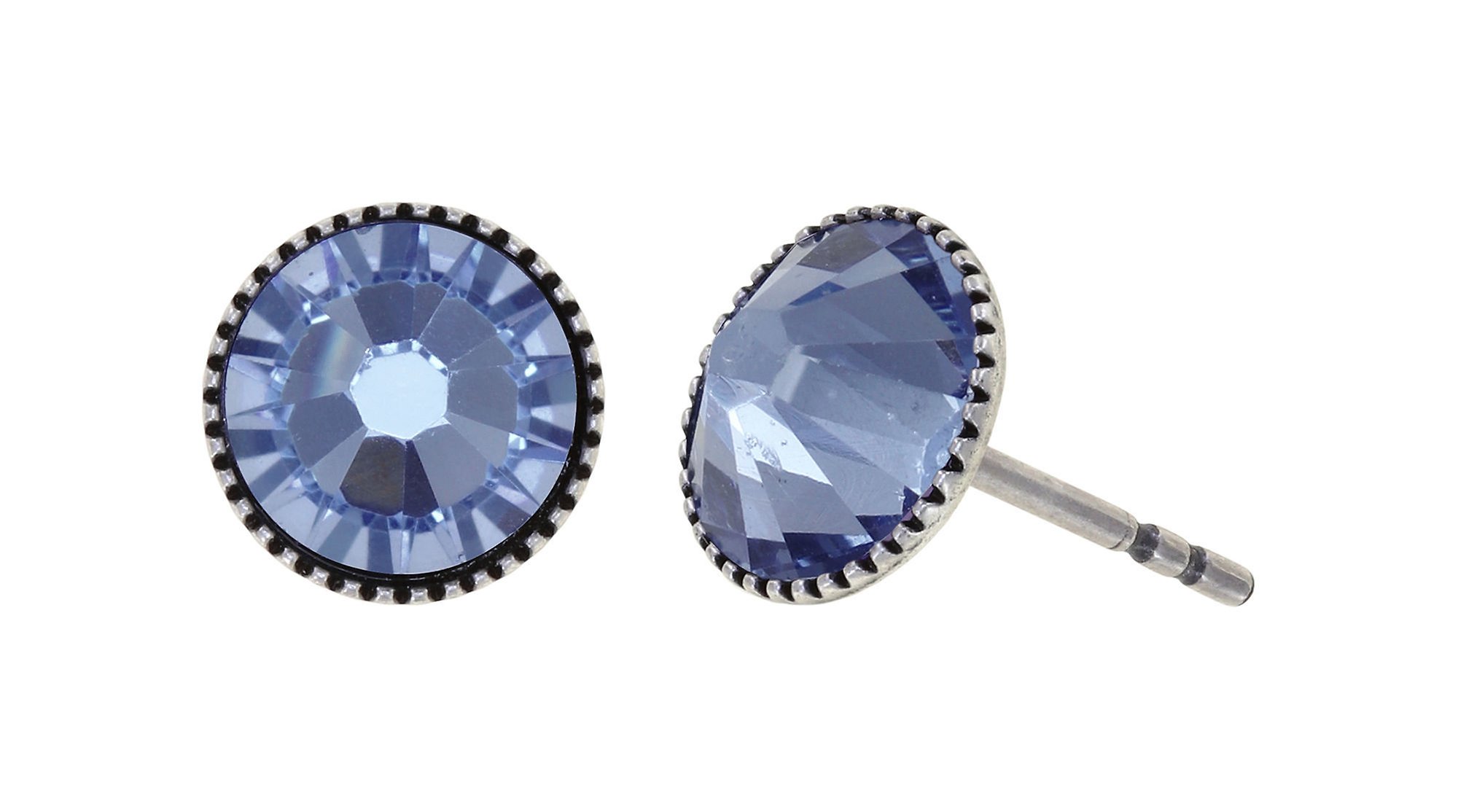 image pour Clou d'oreille plat Black Jack Bleu Clair light sapphire SS 34
