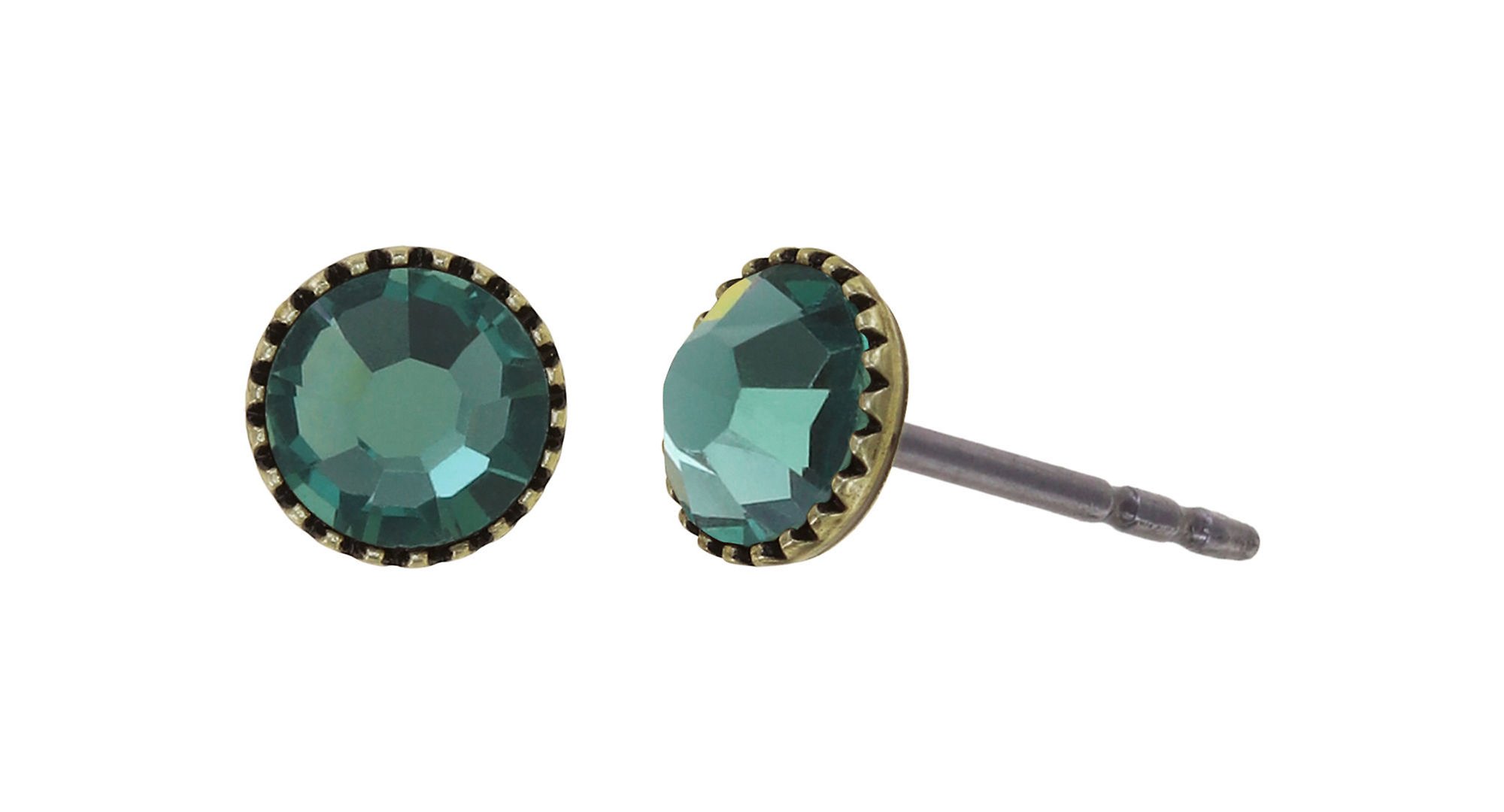 image for Earring Stud-Flat Black Jack Green erinite SS 20