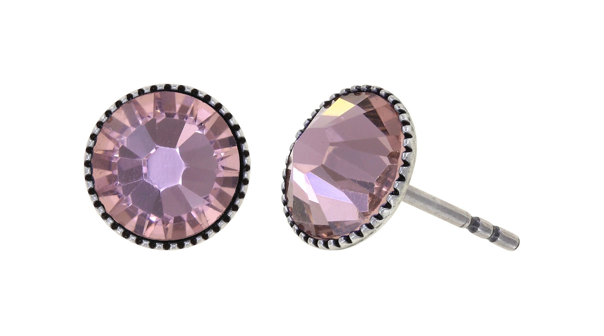image for Earring Stud-Flat Black Jack Pink vintage rose SS 34