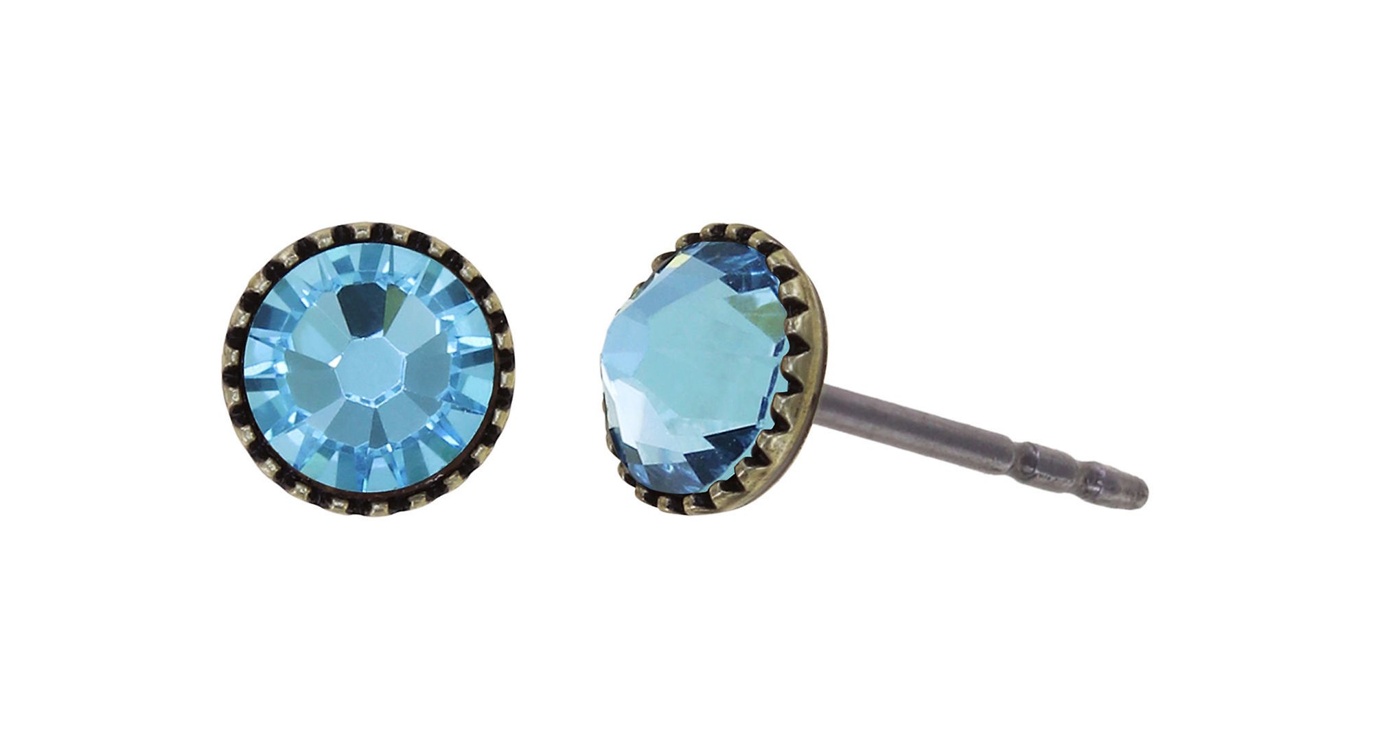 image pour Clou d'oreille plat Black Jack Bleu Clair aquamarine SS 20