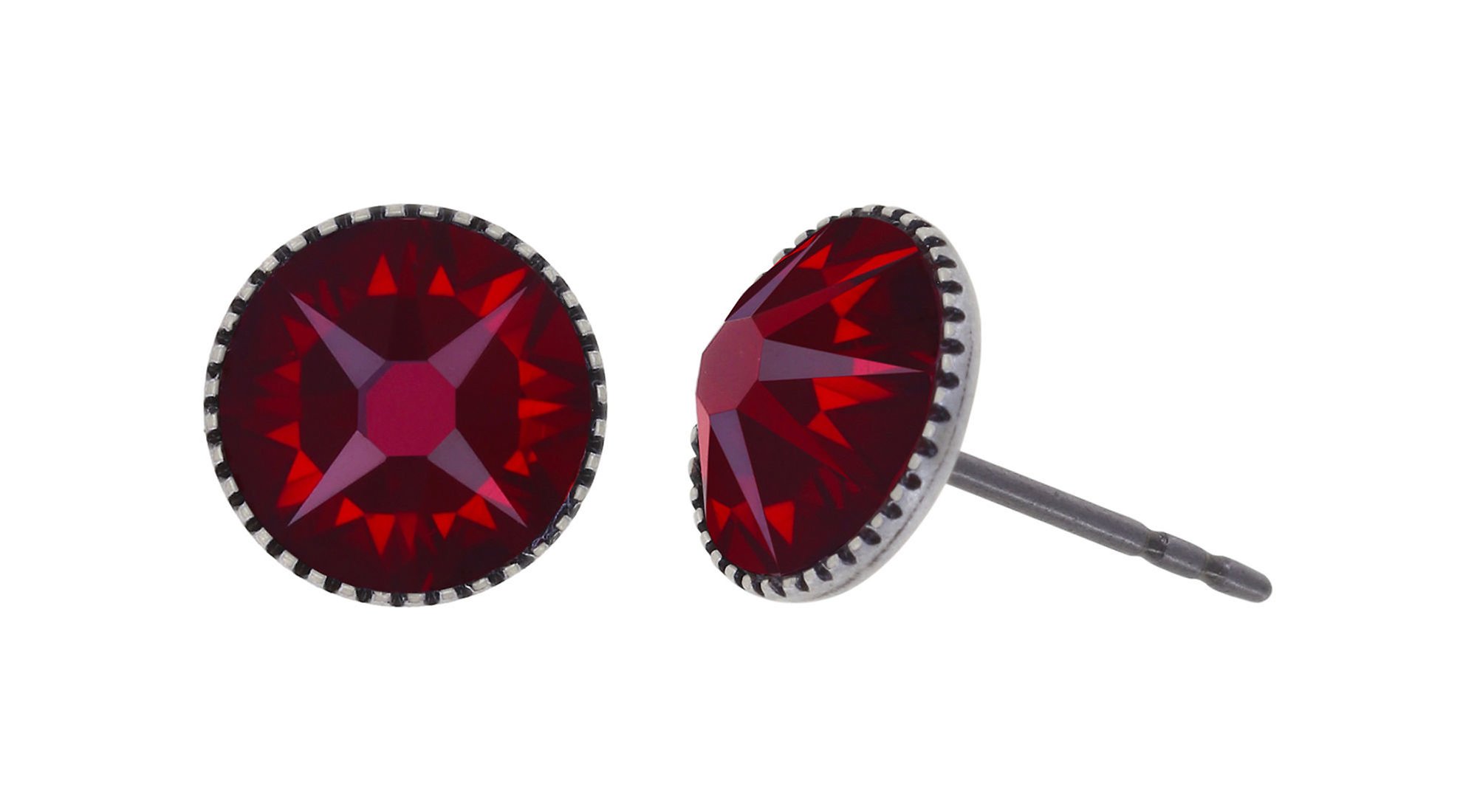 Bild für Ohrstecker flach Black Jack Rot Siam SS 34