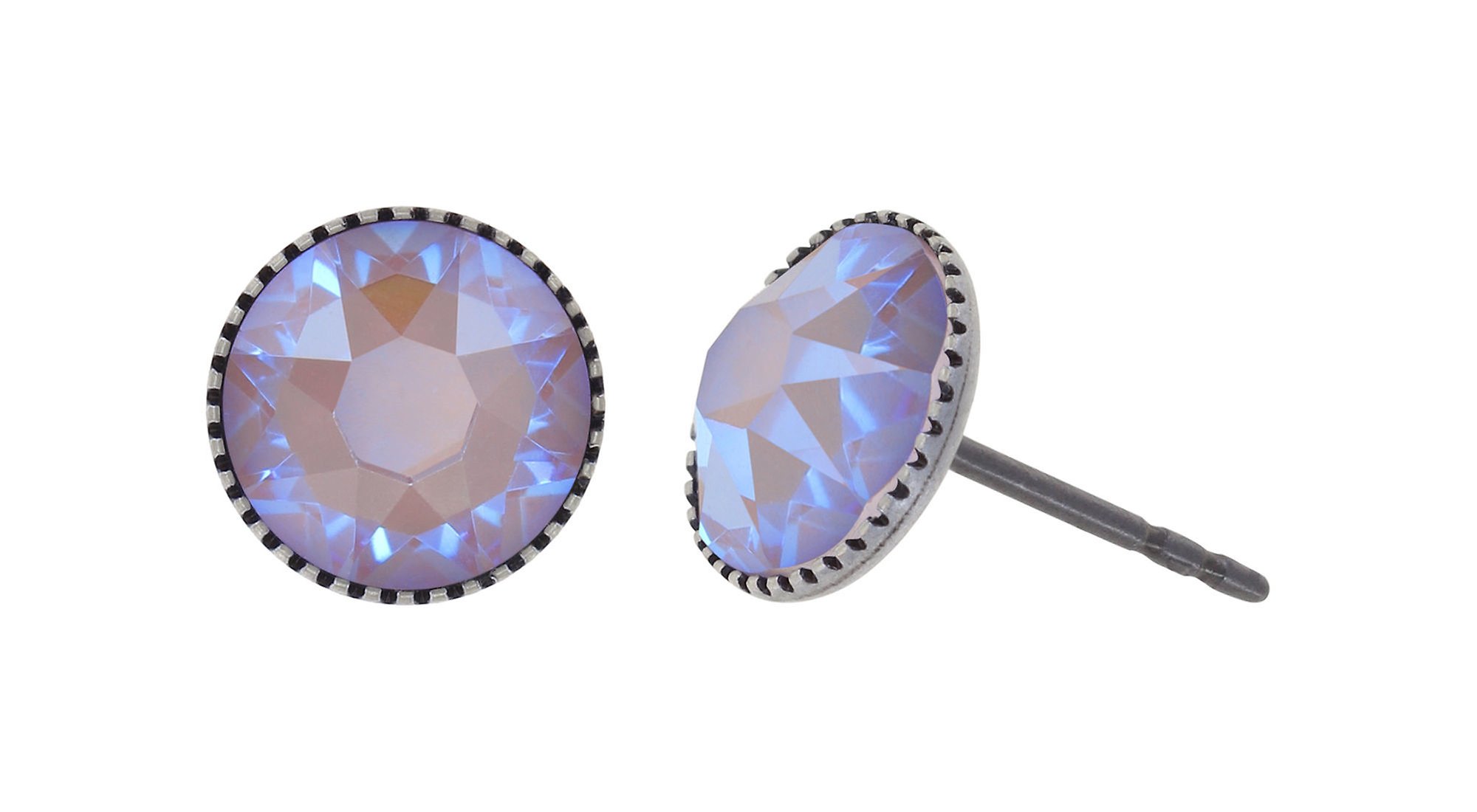 image for Earring Stud-Flat Black Jack Lila crystal lavender de lite SS 34