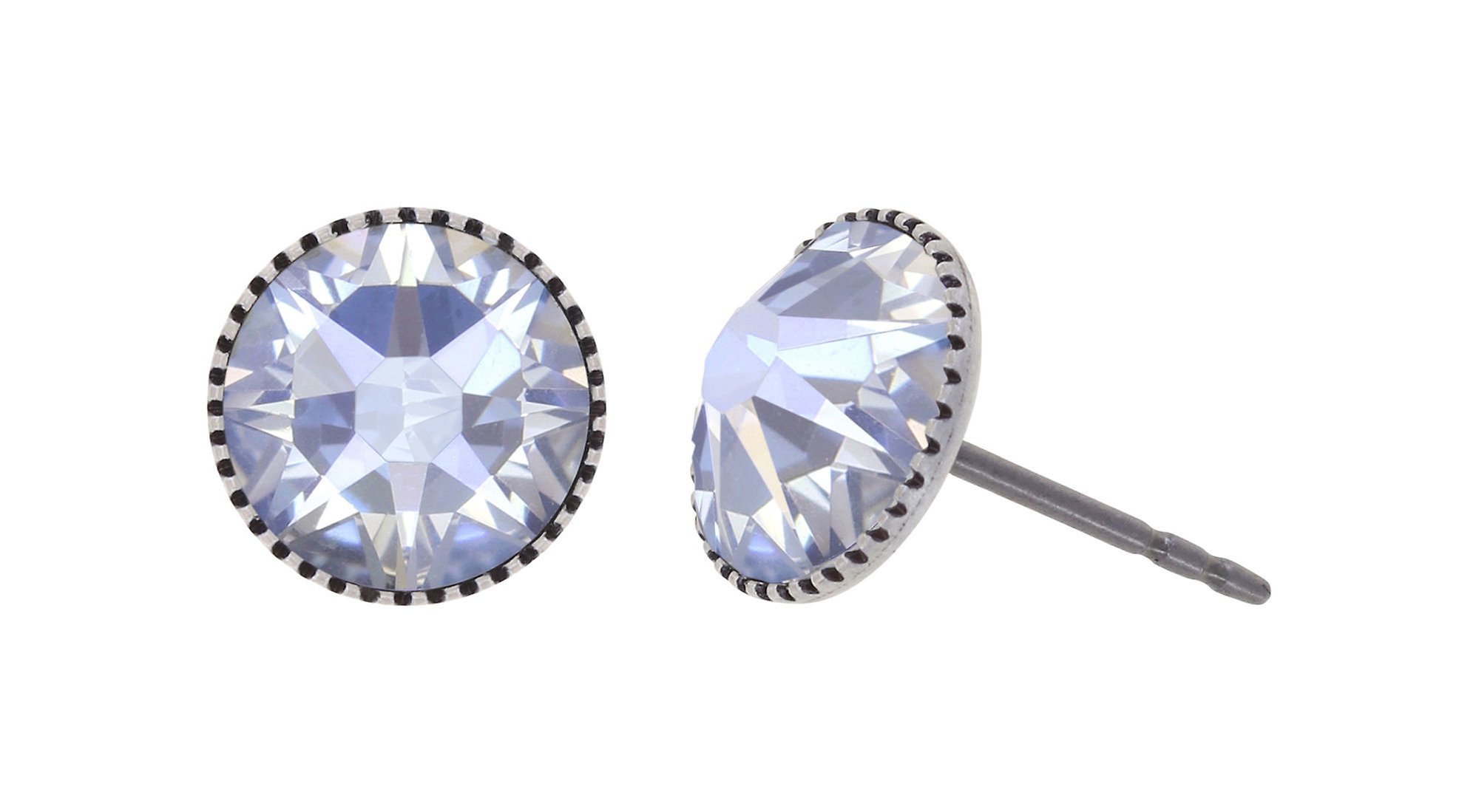 image pour Clou d'oreille plat Black Jack Blanc crystal moonlight SS 34