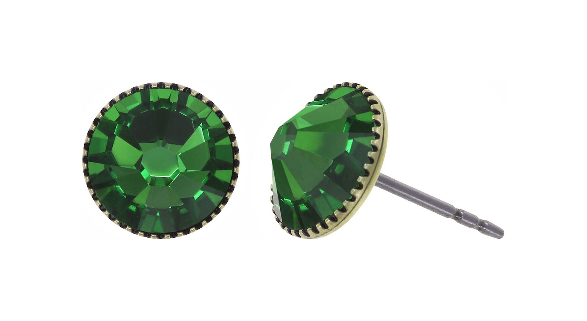 image pour Clou d'oreille plat Black Jack Vert Fern Green SS 34