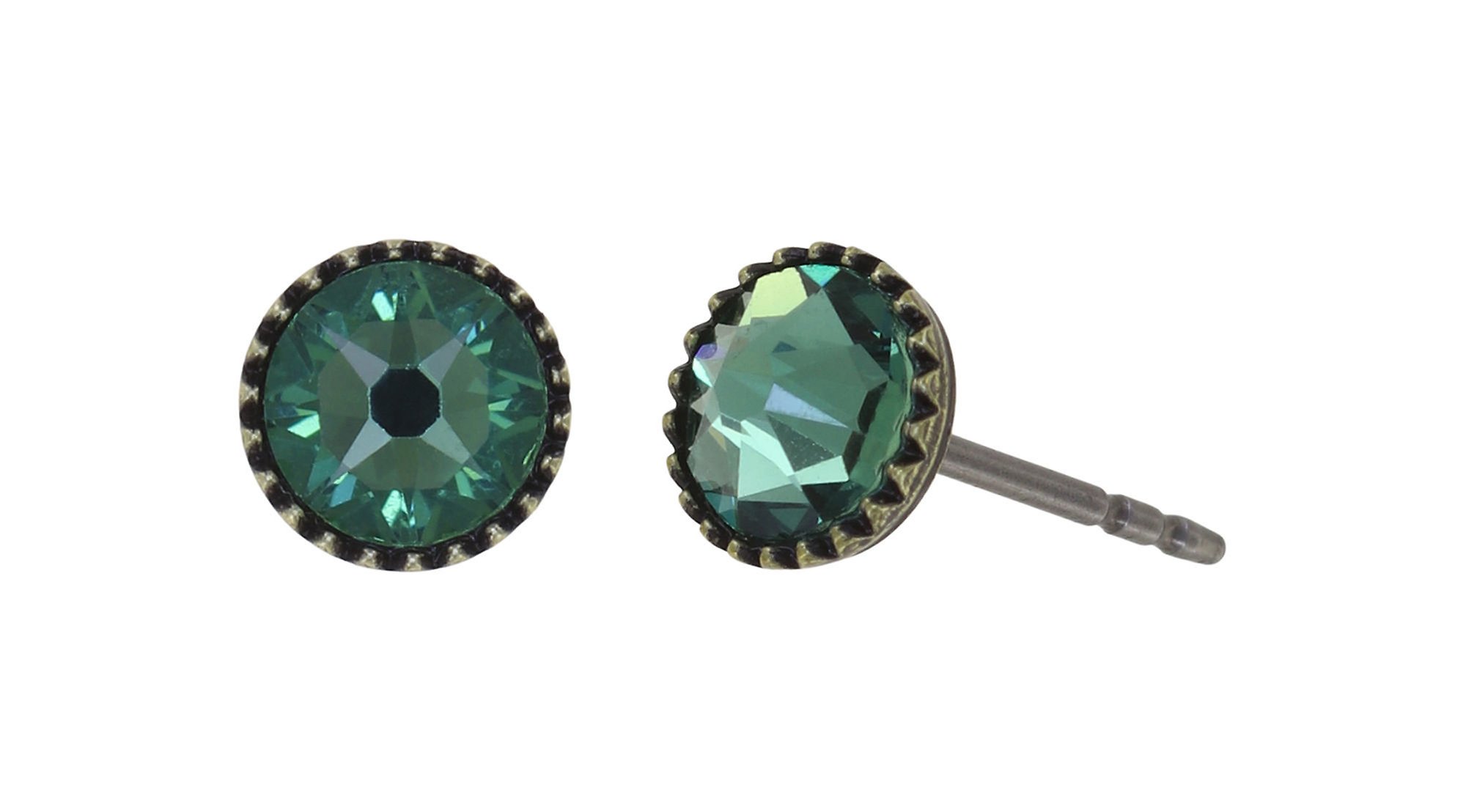 image for Earring Stud-Flat Black Jack Green erinite SS 20