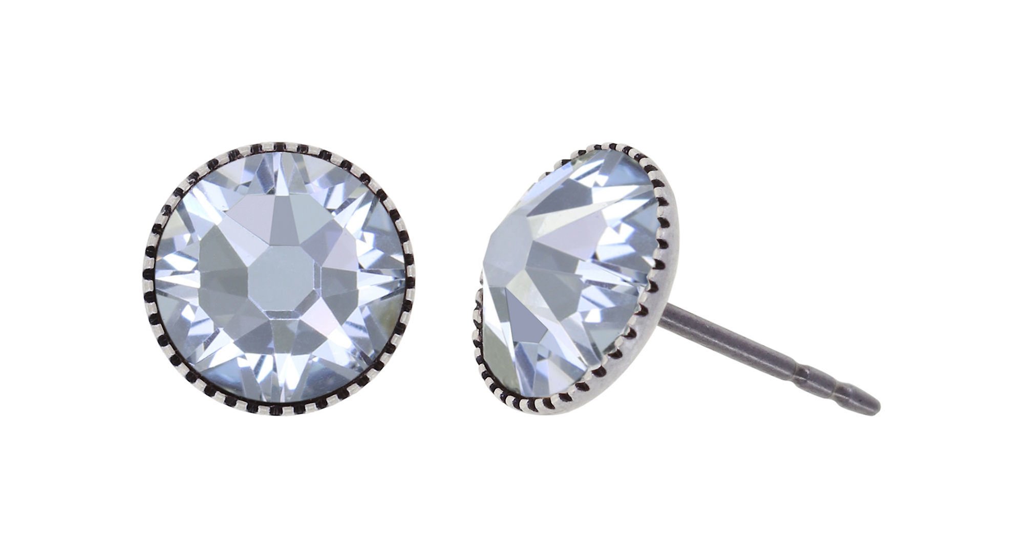 image pour Clou d'oreille plat Black Jack Blanc crystal SS 34