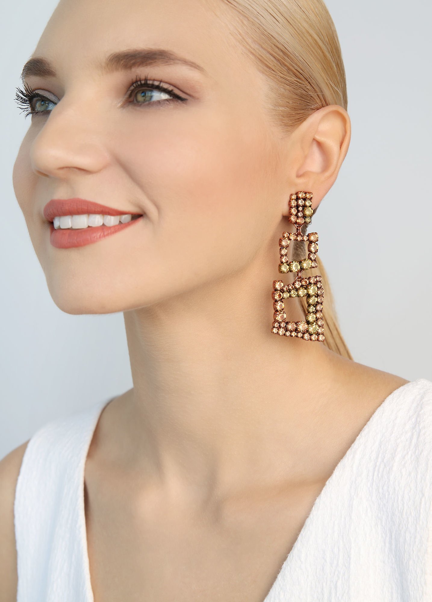 image pour Boucle d'oreille Clip pendante Mytrix Marron / Orange  