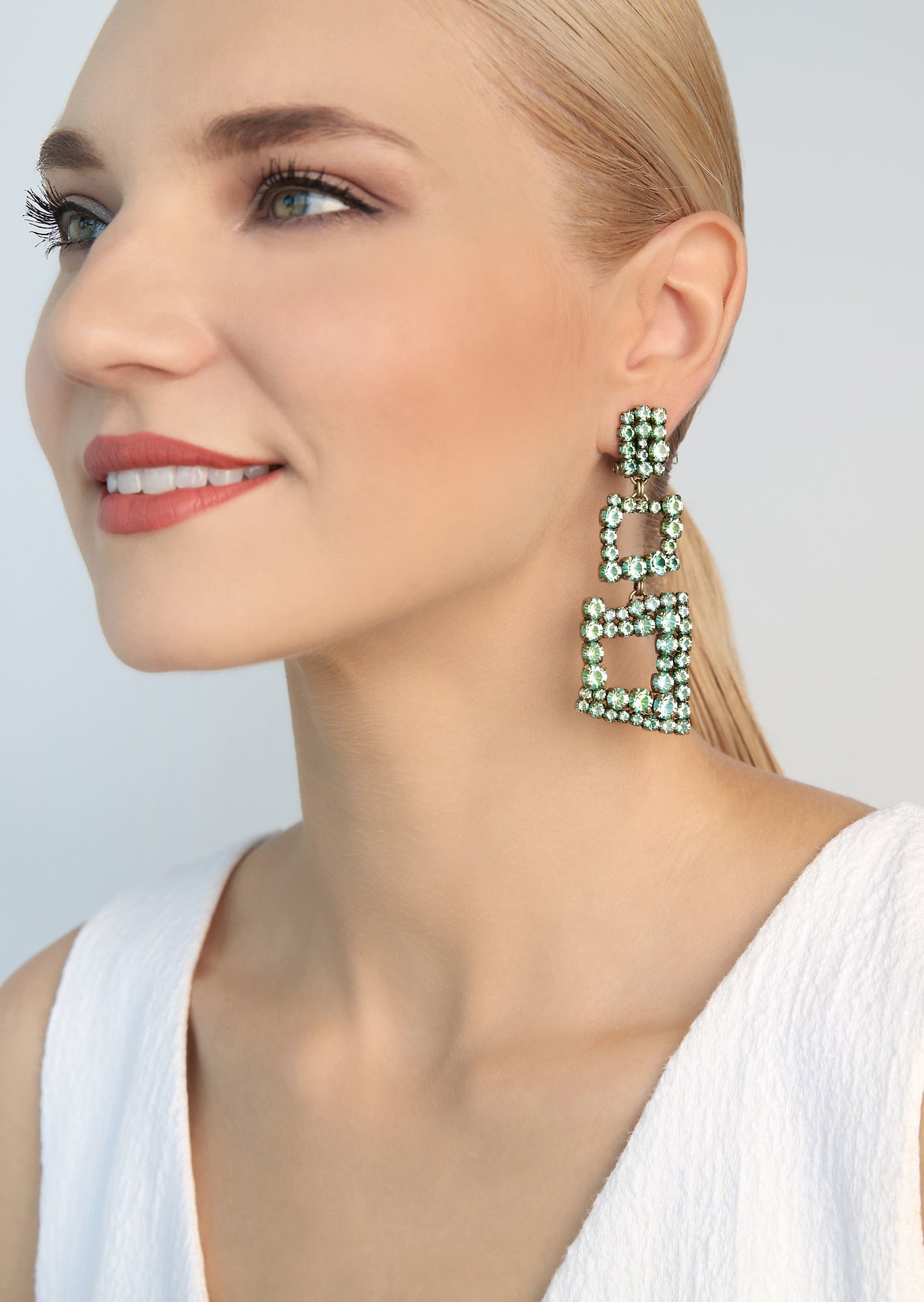 image pour Boucle d'oreille Clip pendante Mytrix Vert  