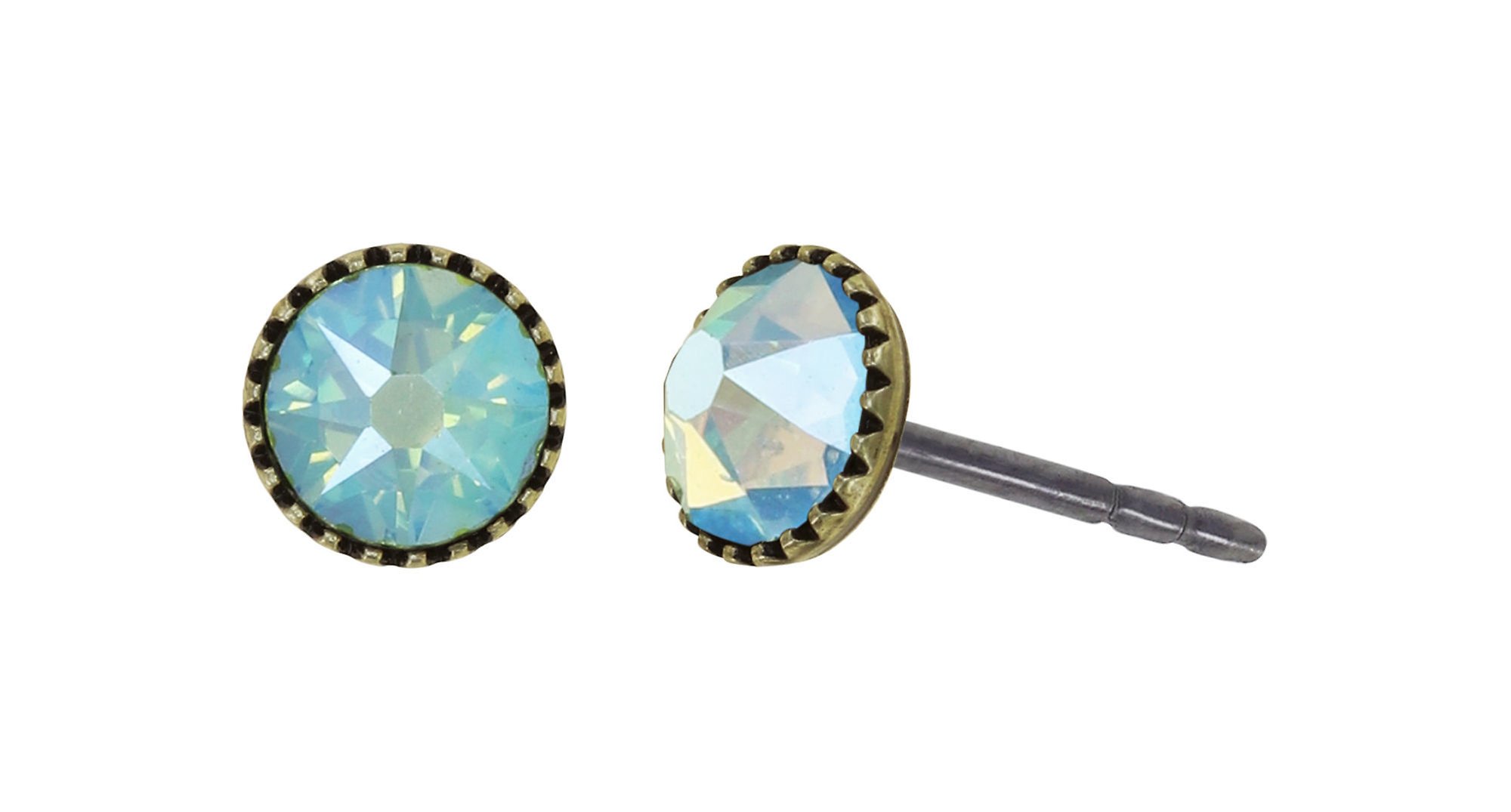 image for Earring Stud-Flat Black Jack Green peridot shimmer SS 20