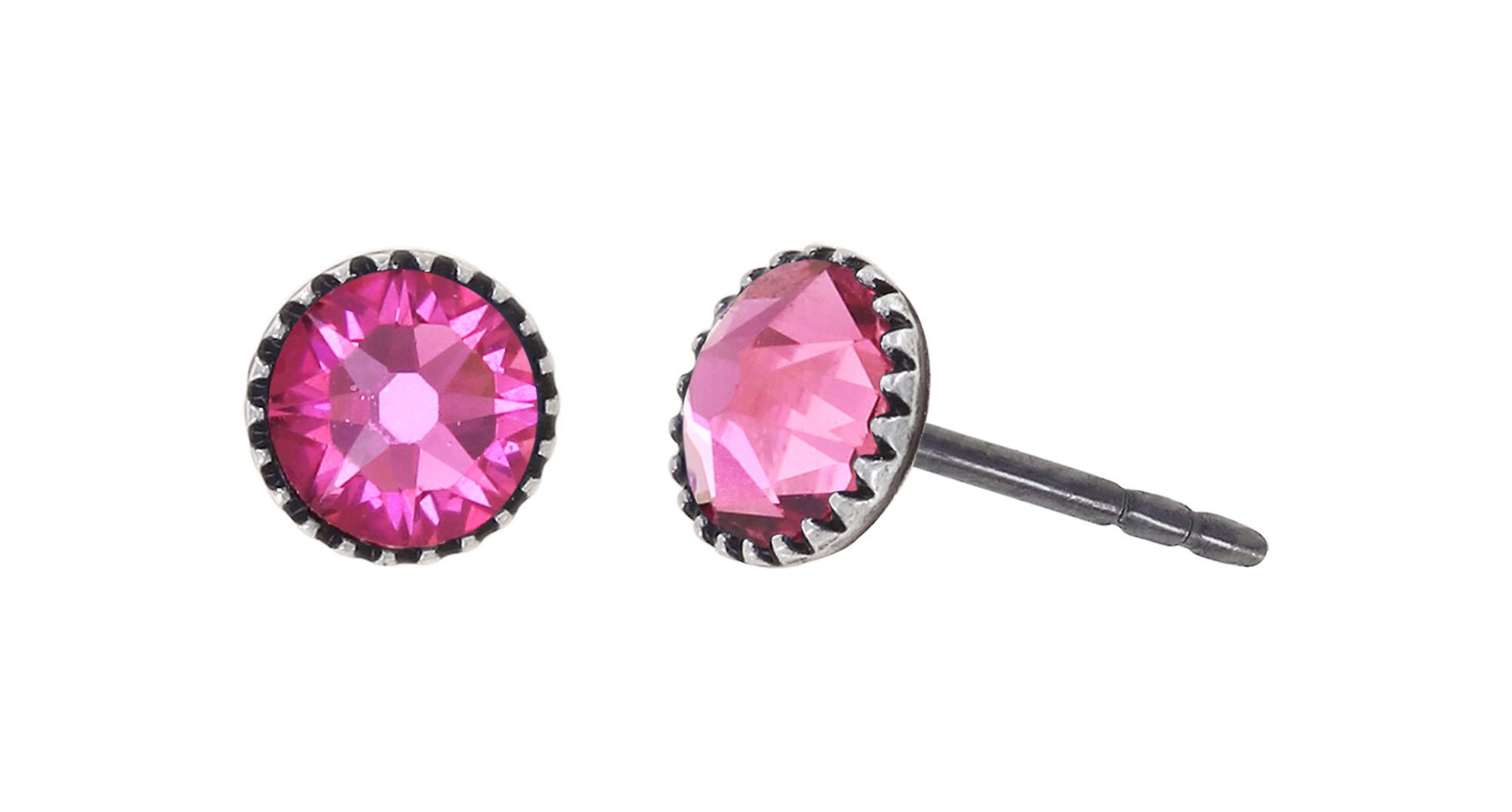 image for Earring Stud-Flat Black Jack Pink rose SS 20