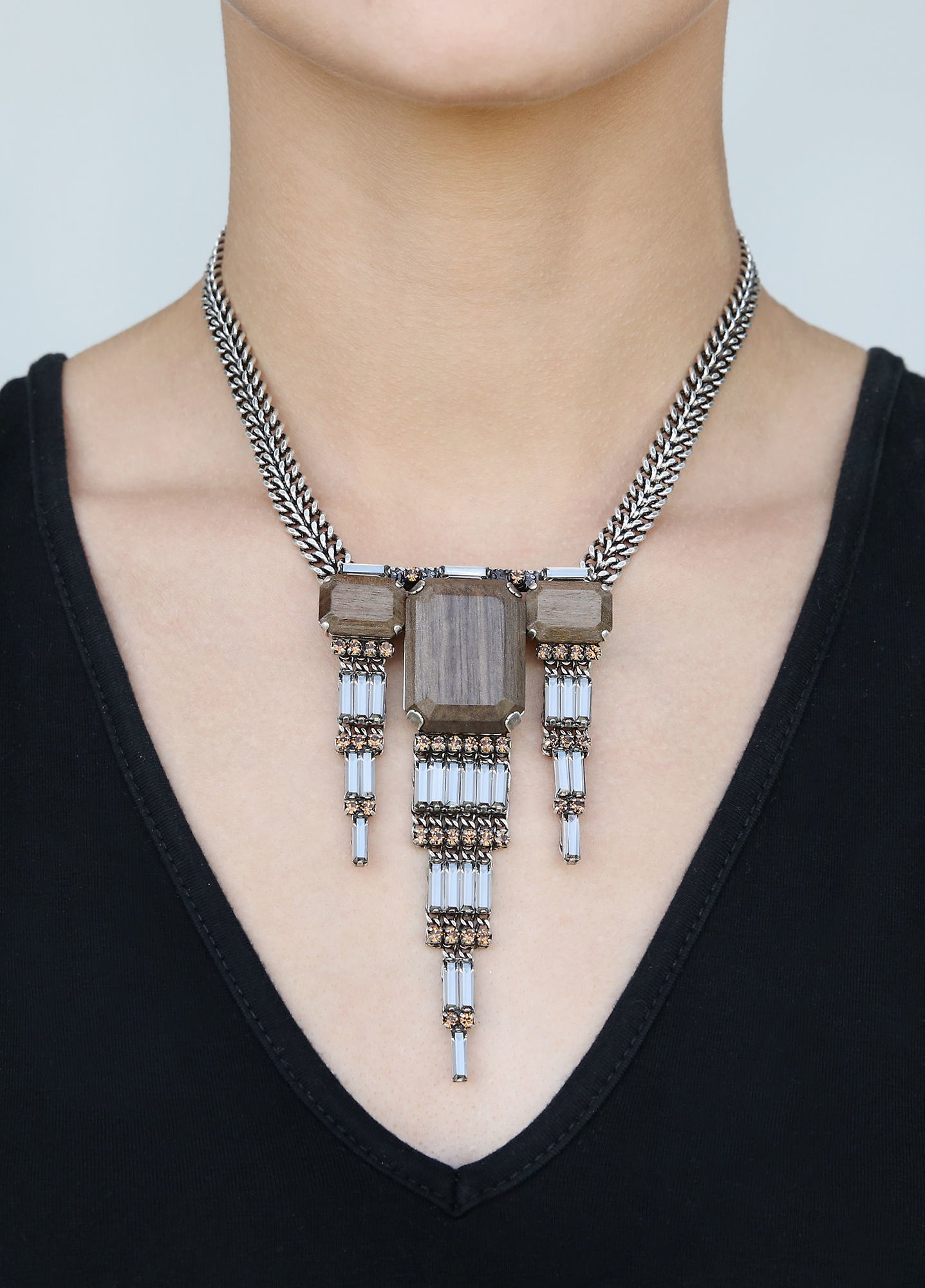 image pour Collier-Y For Tilda S Gris crystal satin 