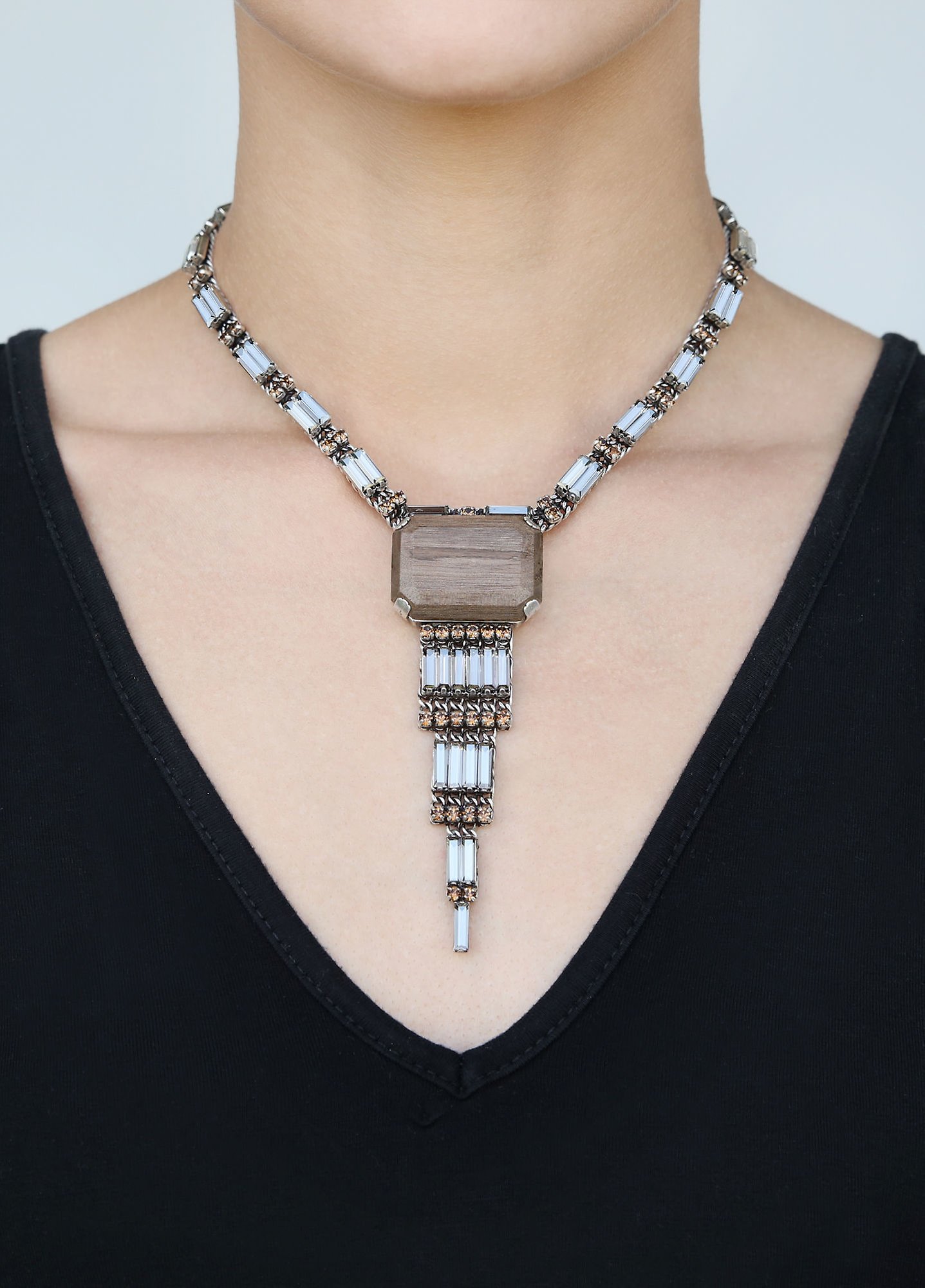 image for Necklace-Y For Tilda S Grey crystal satin 