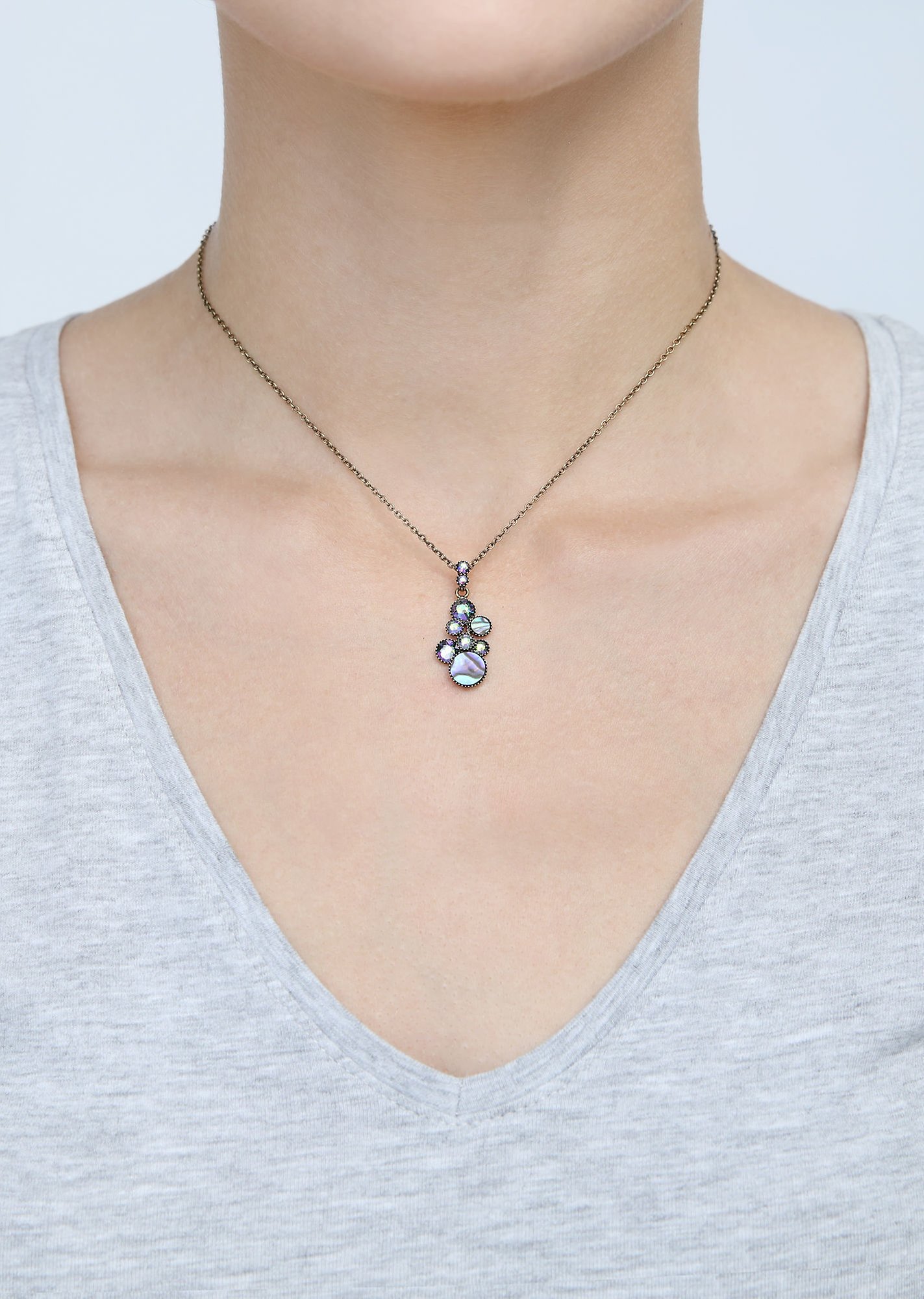 image for Necklace pendant Water Cascade Green / Lila  