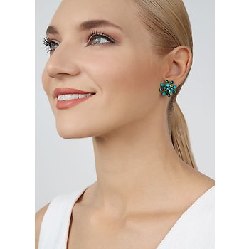 image for Earring stud Magic Fireball blue/green  Classic Size (21mm Ø)