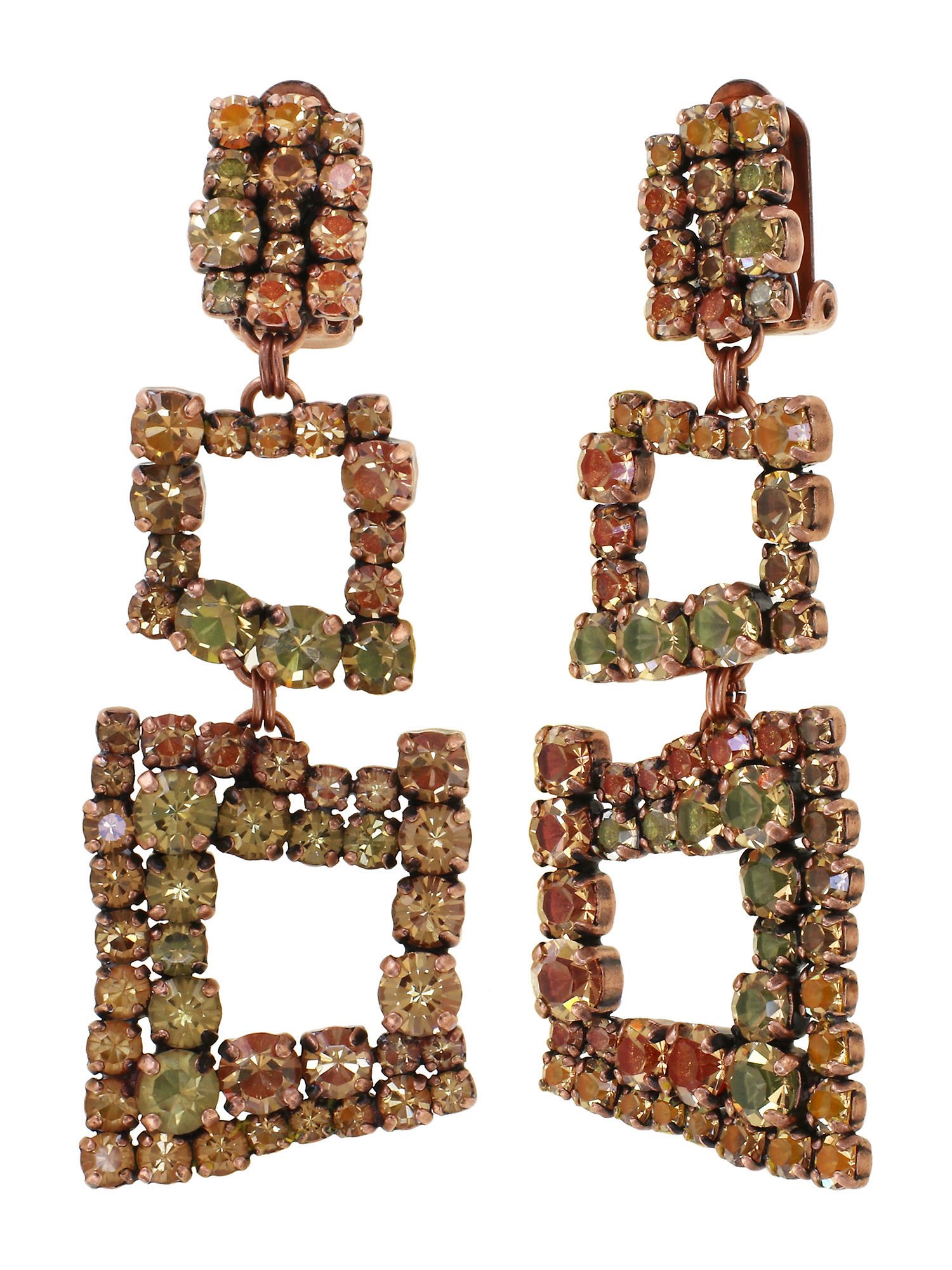 image for Earring Clip Dangling Mytrix Brown / Orange  