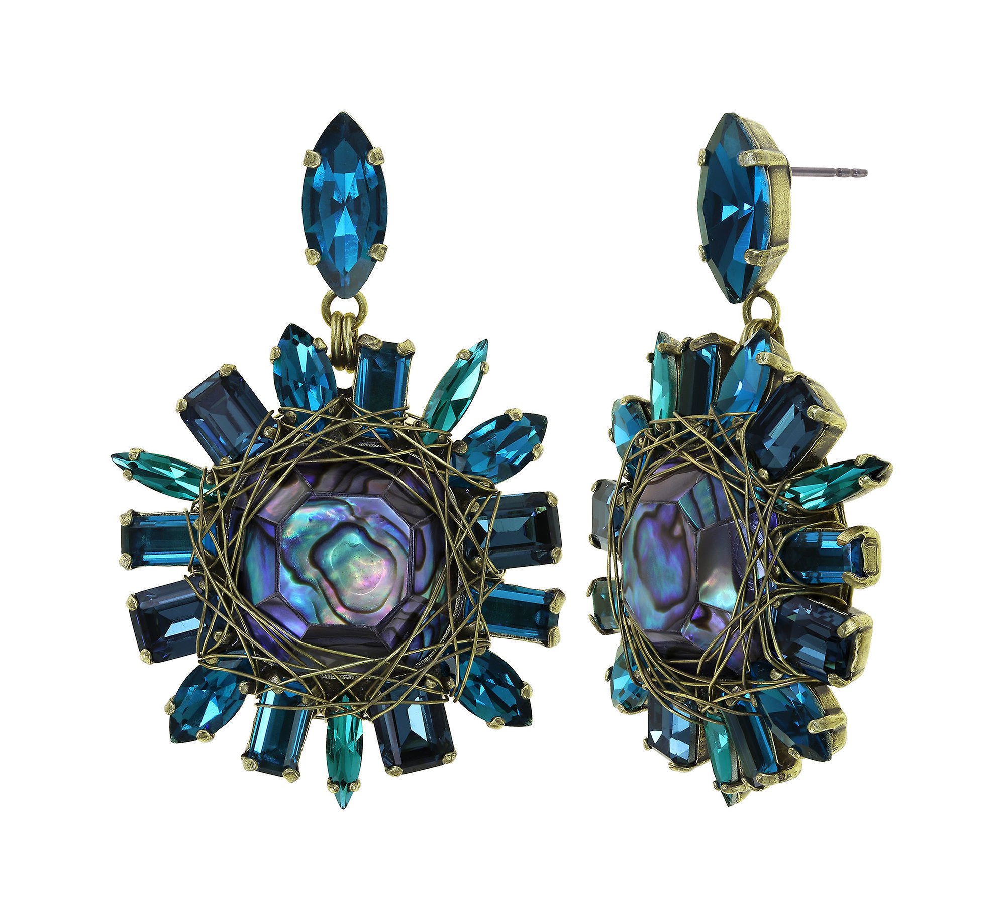 image for Earring Stud Dangling Cocktail at the Beach Blue / Green  size M