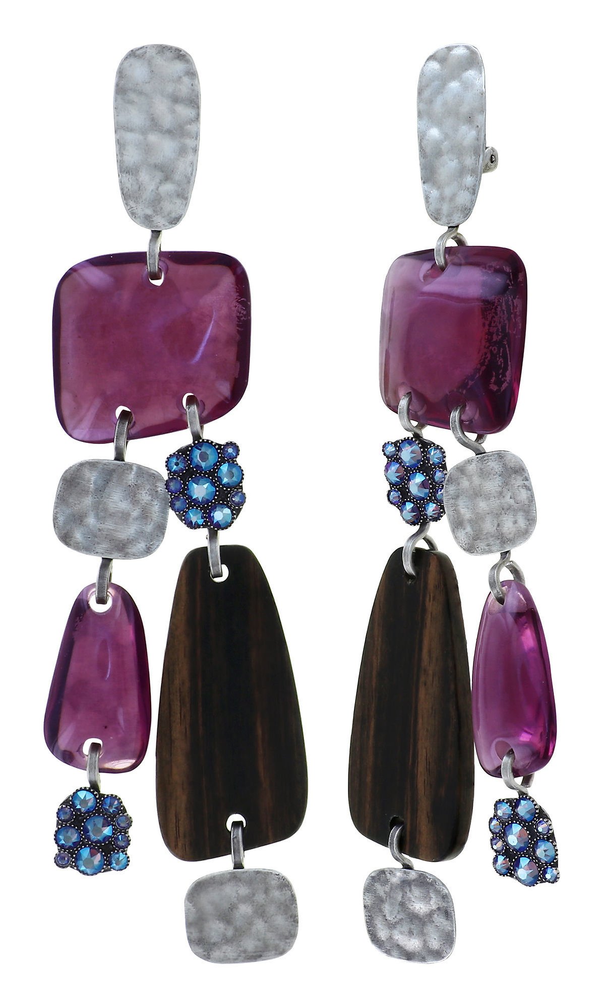 image pour Boucle d'oreille Clip pendante Earth, Wind and Business Bleu / Lila  