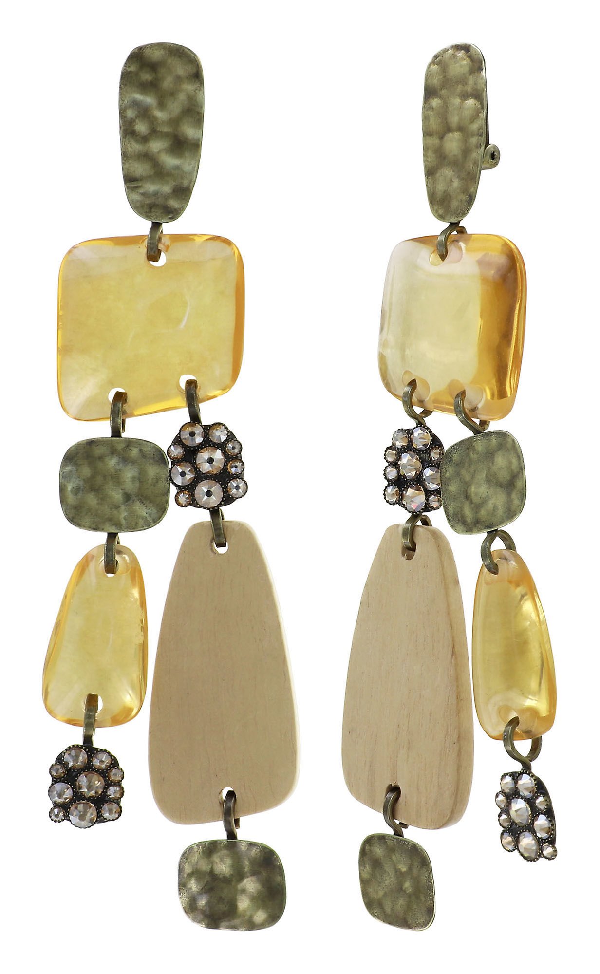 image for Earring Clip Dangling Earth, Wind and Business Beige  