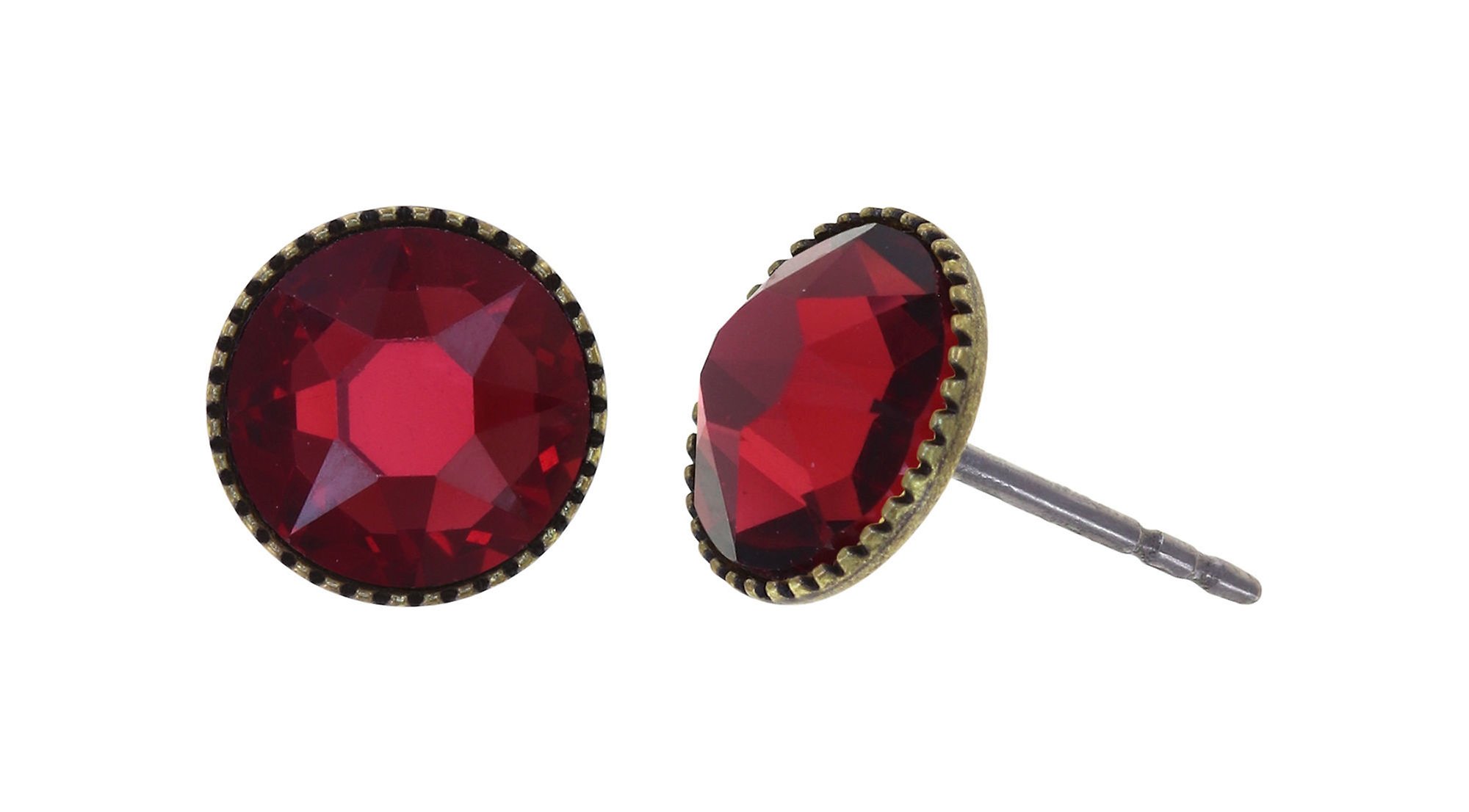 image for Earring stud-flat Black Jack Red scarlet SS 34