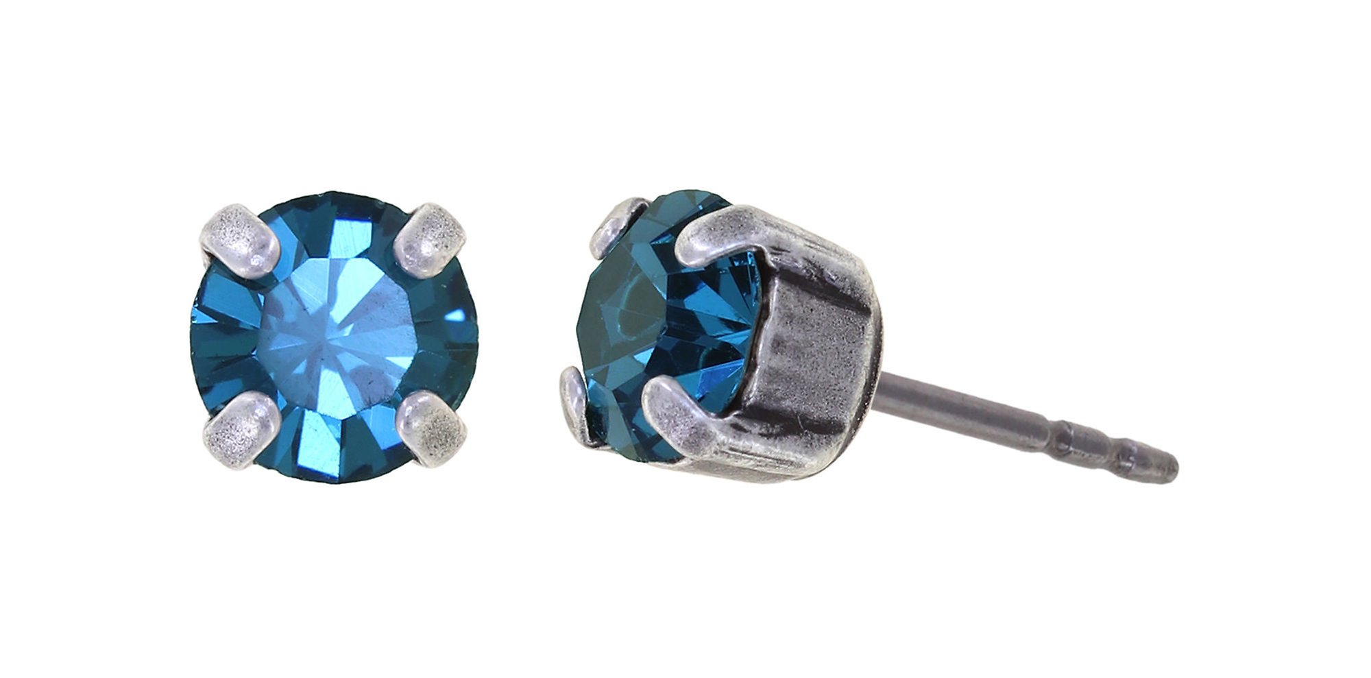 image for Earring stud Black Jack Blue indicolite SS 29