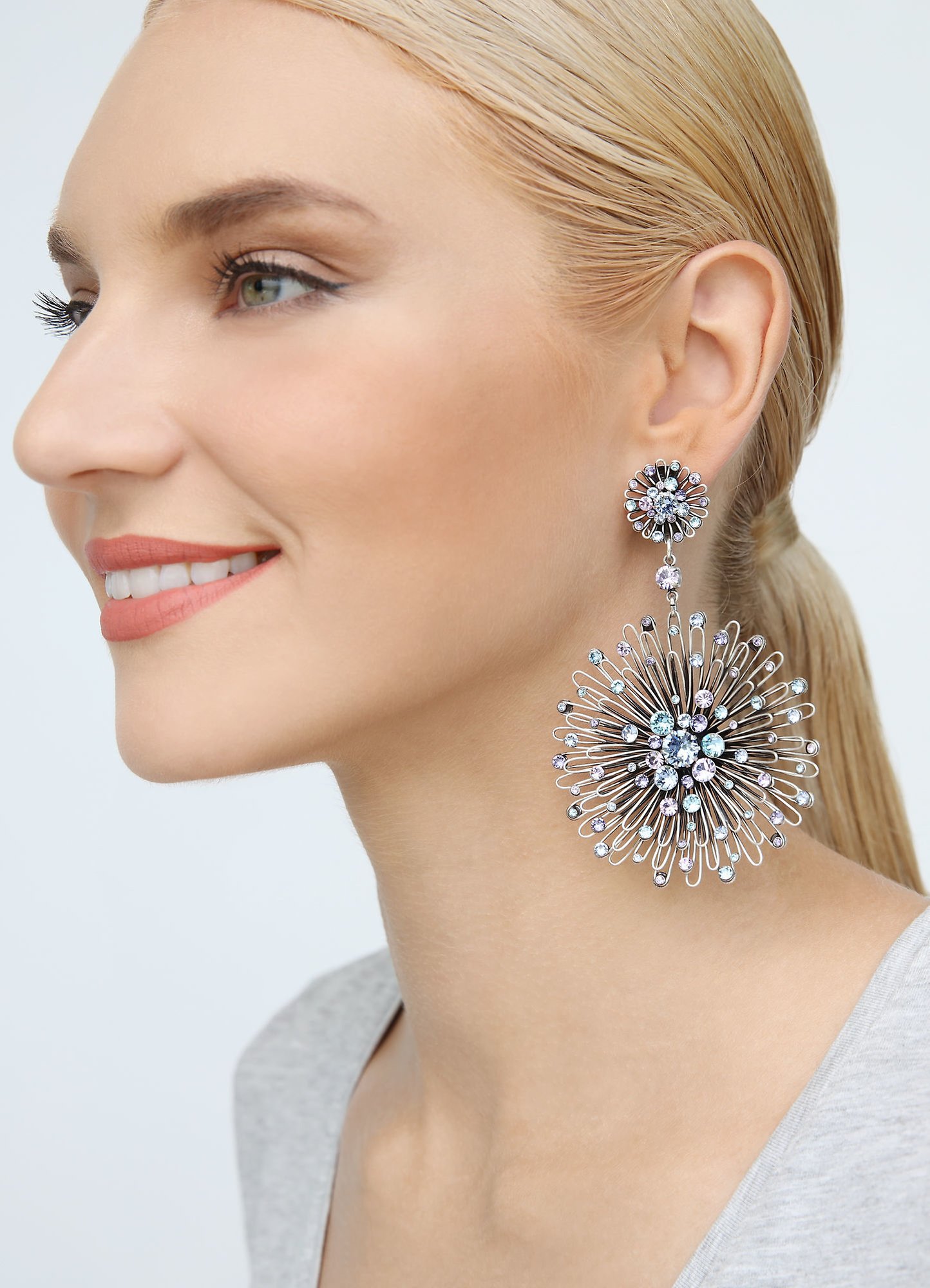 Bild für Ohrring Clip Distel Blau / Lila  size 2XL,XS