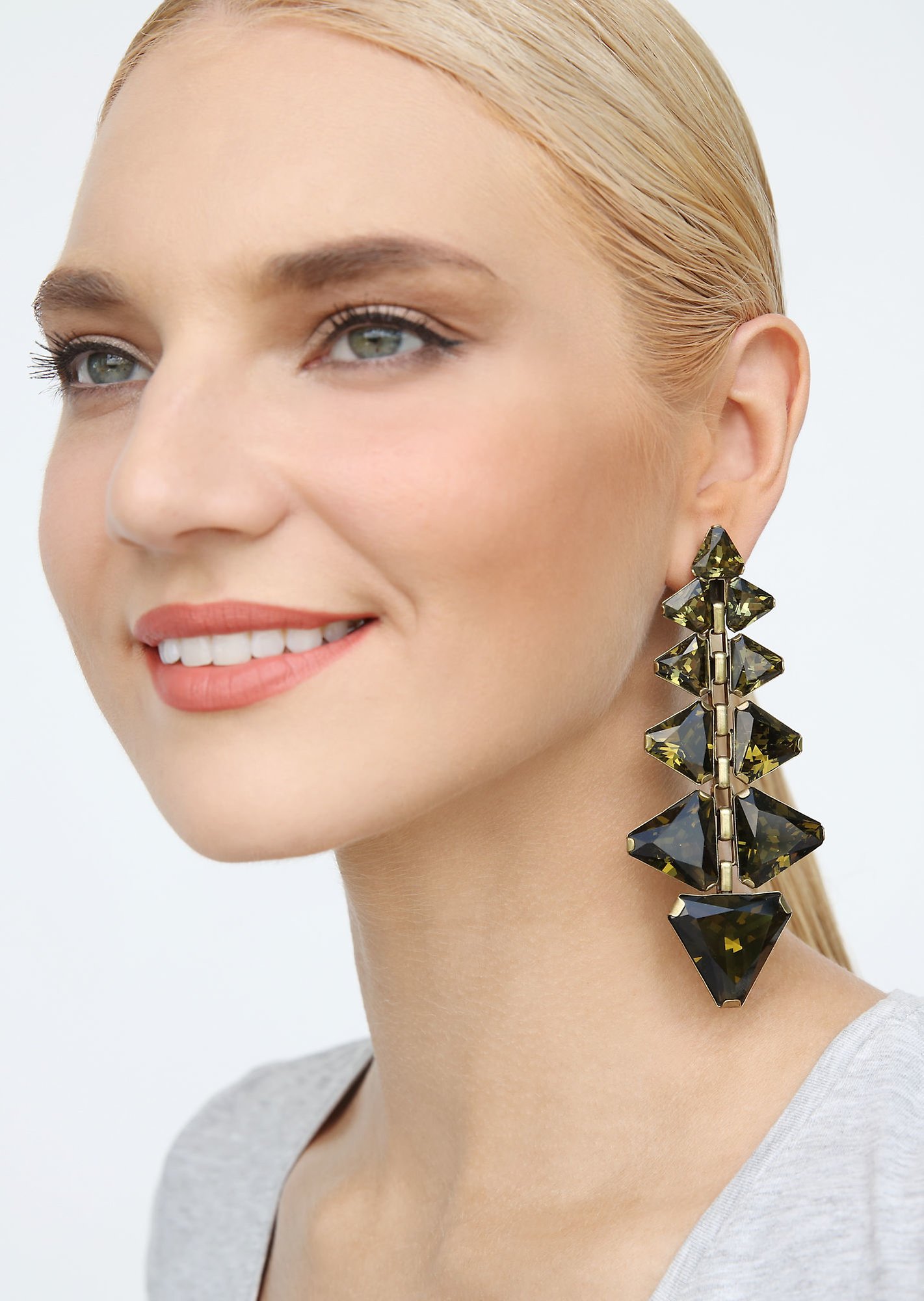 image for Earring Clip Dangling Star Trekking Green  