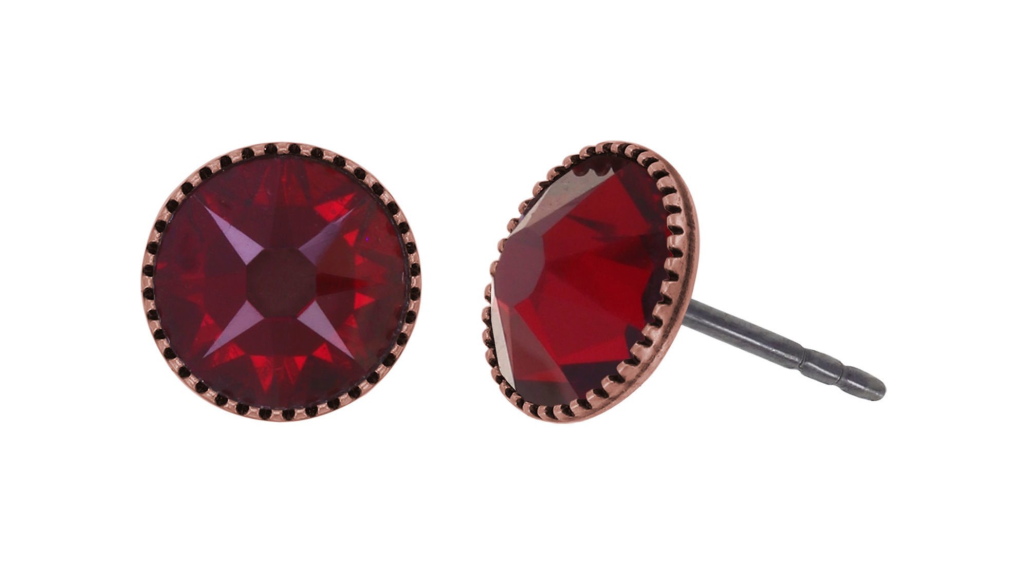 image for Earring Stud-Flat Black Jack Red siam SS 34