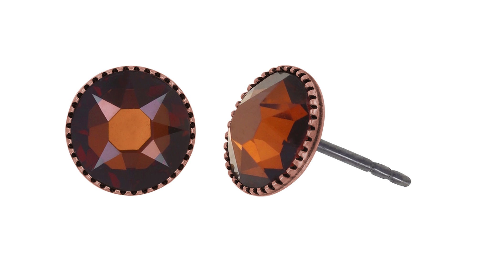 image pour Clou d'oreille plat Black Jack Marron smoked amber SS 34