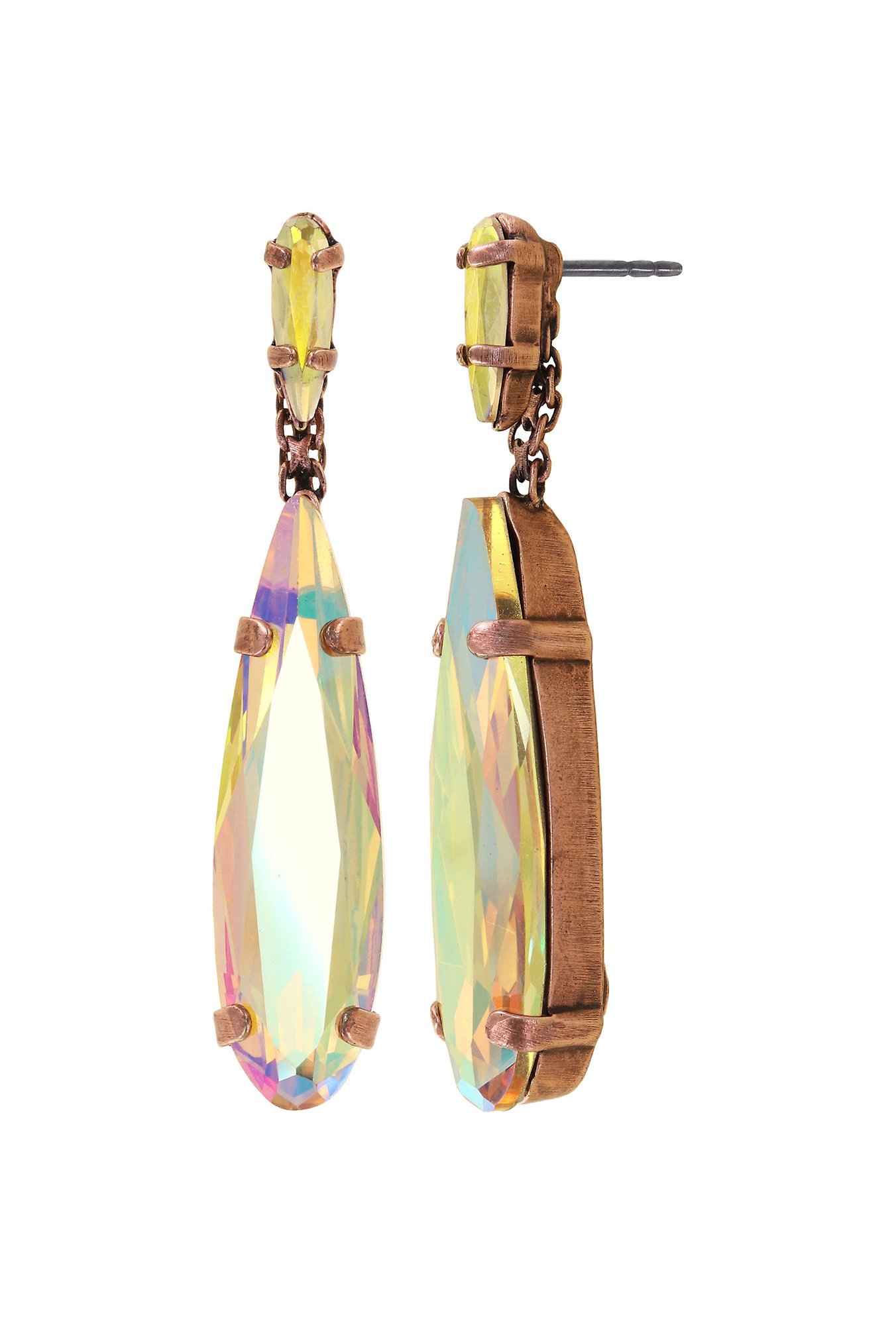 image for Earring Stud Dangling Jumping Drops Yellow / Lila  