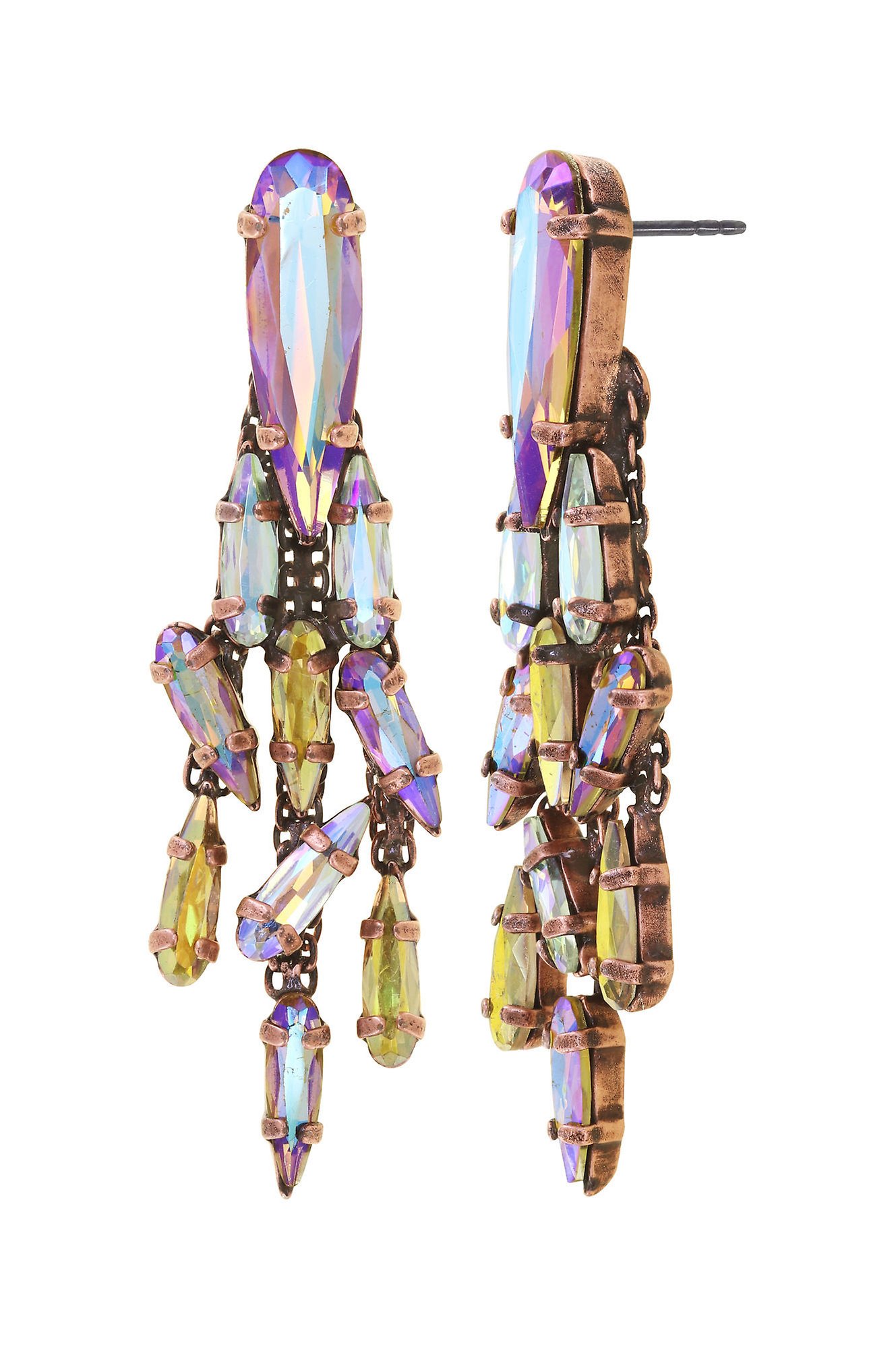 image for Earring Stud Dangling Jumping Drops Yellow / Lila  