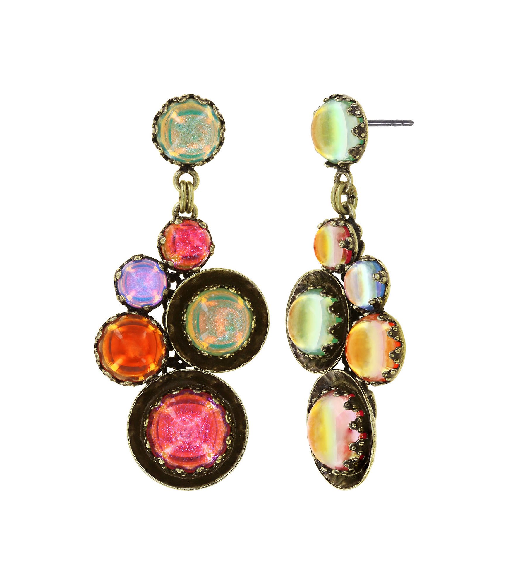 image for Earring Stud Dangling Honey Drops in Space Multi  