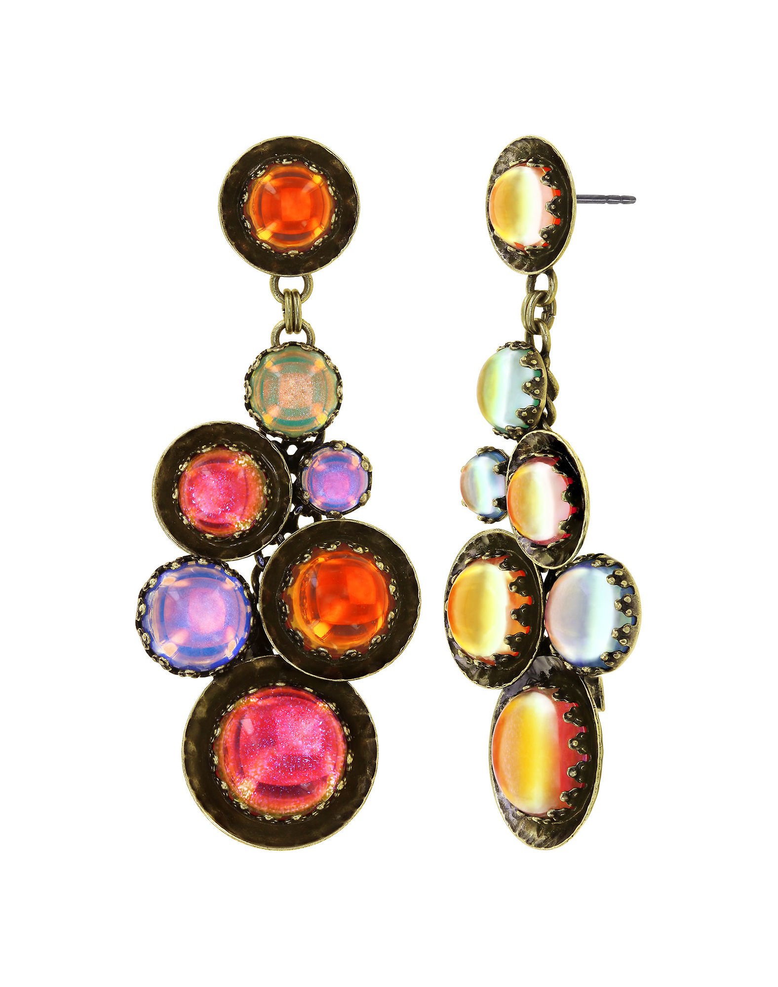 image for Earring Stud Dangling Honey Drops in Space Multi  