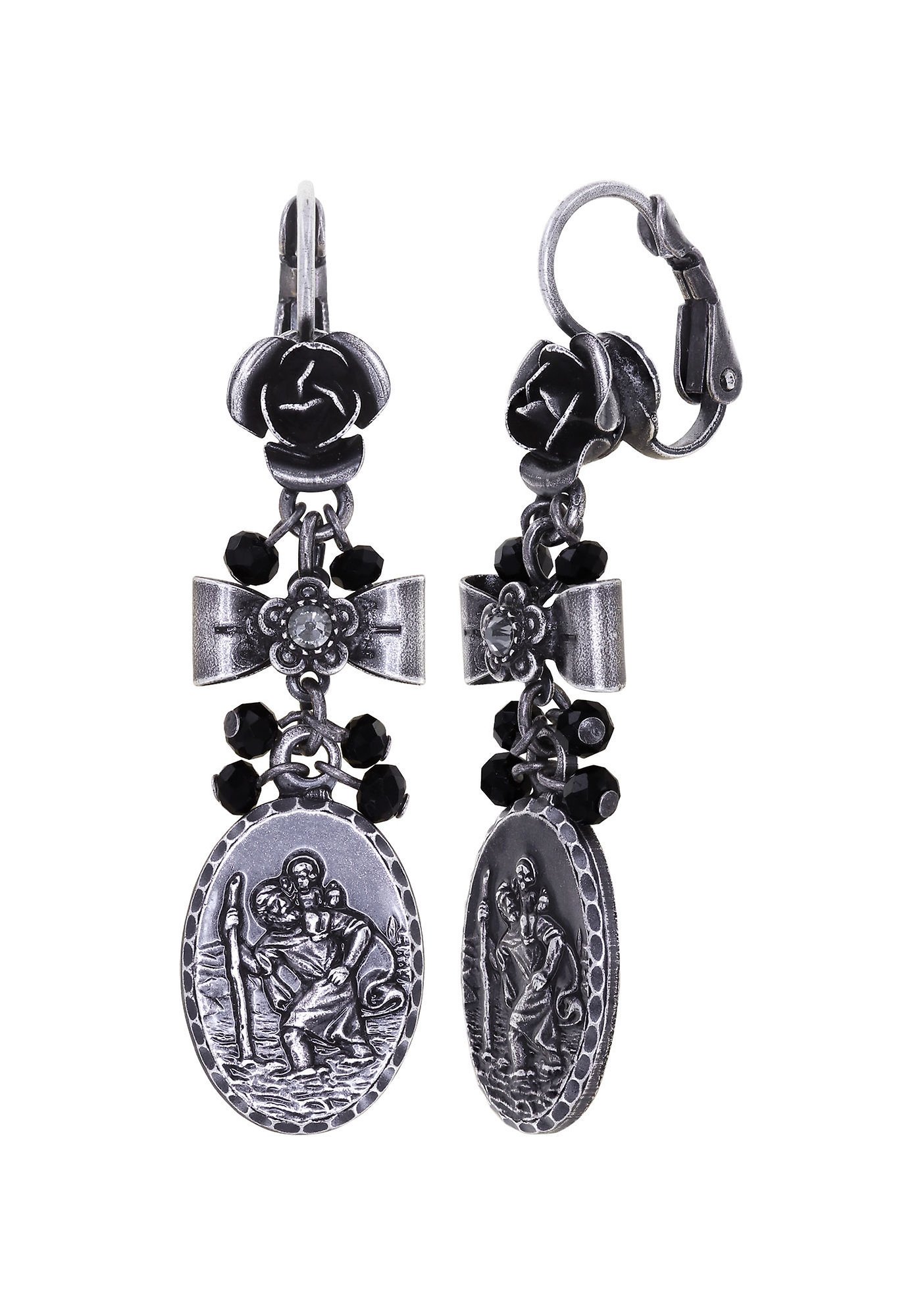 image for Earring Eurowire Dangling Love, Hope and Destiny Black  