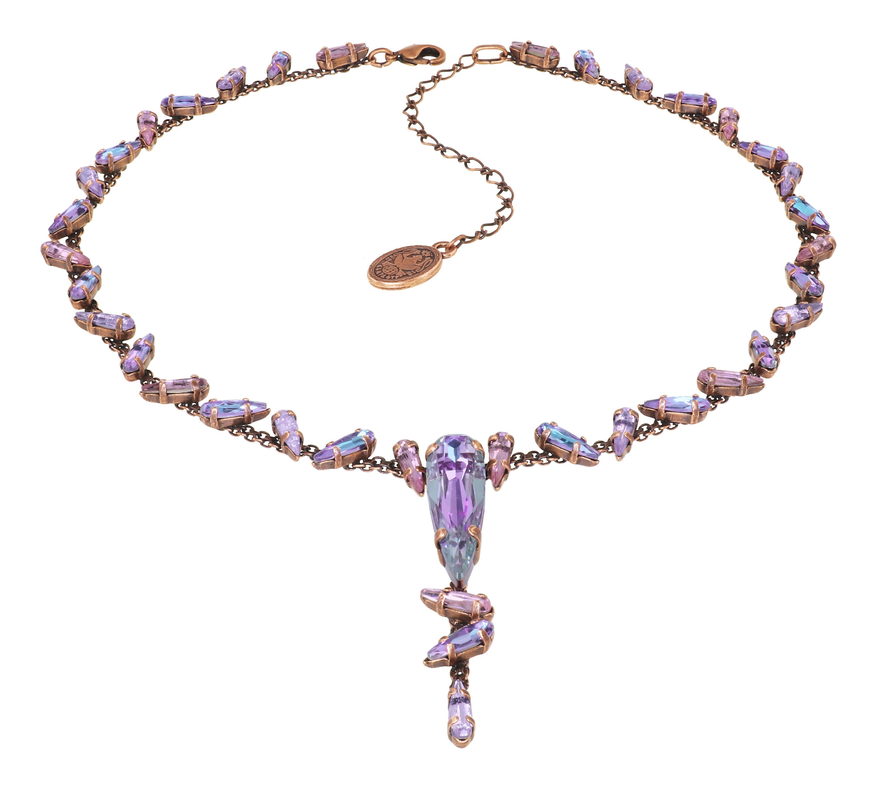 image pour Collier-Y Jumping Drops Beige / Lila  