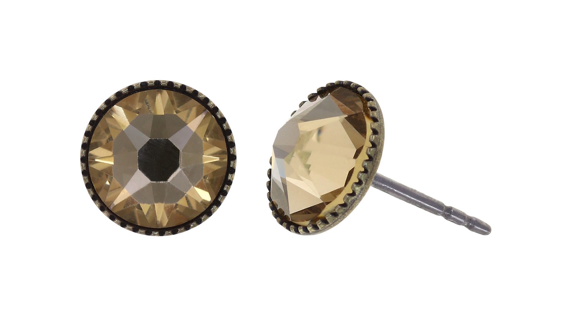 image pour Clou d'oreille plat Black Jack Beige light colorado topaz SS 34