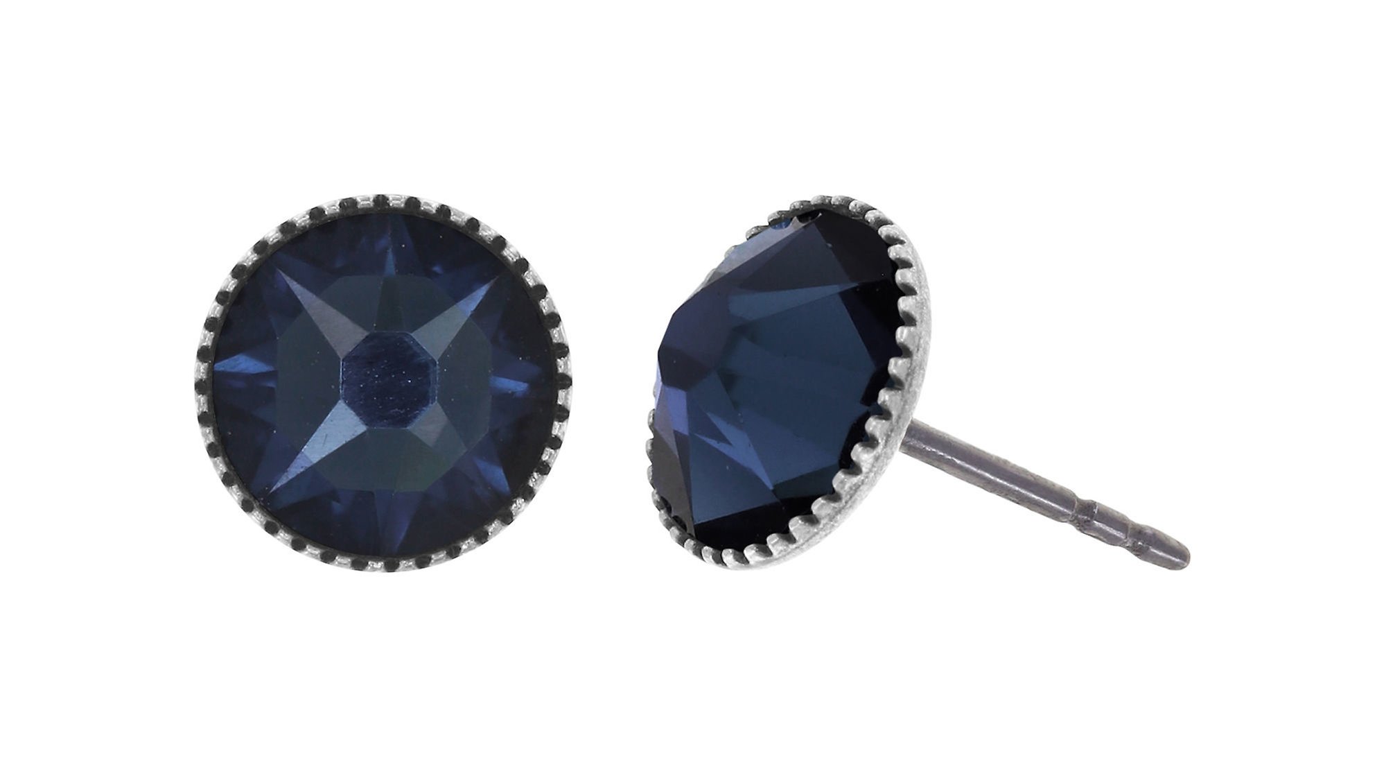 image for Earring Stud-Flat Black Jack Blue montana SS 34