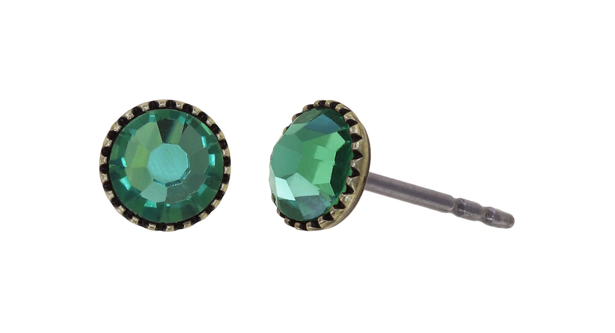image pour Clou d'oreille plat Black Jack Vert erinite SS 20