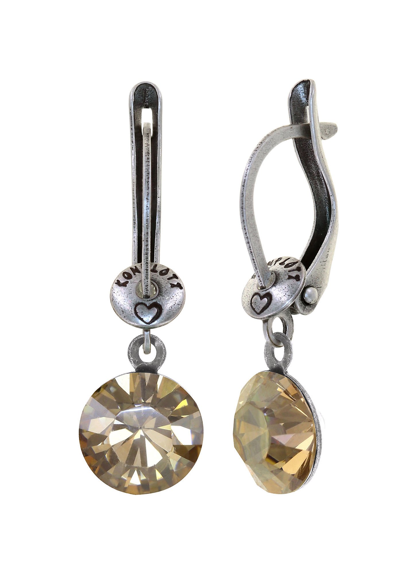 image pour Boucles d'oreilles pendantes Black Jack Beige crystal golden shadow SS 39