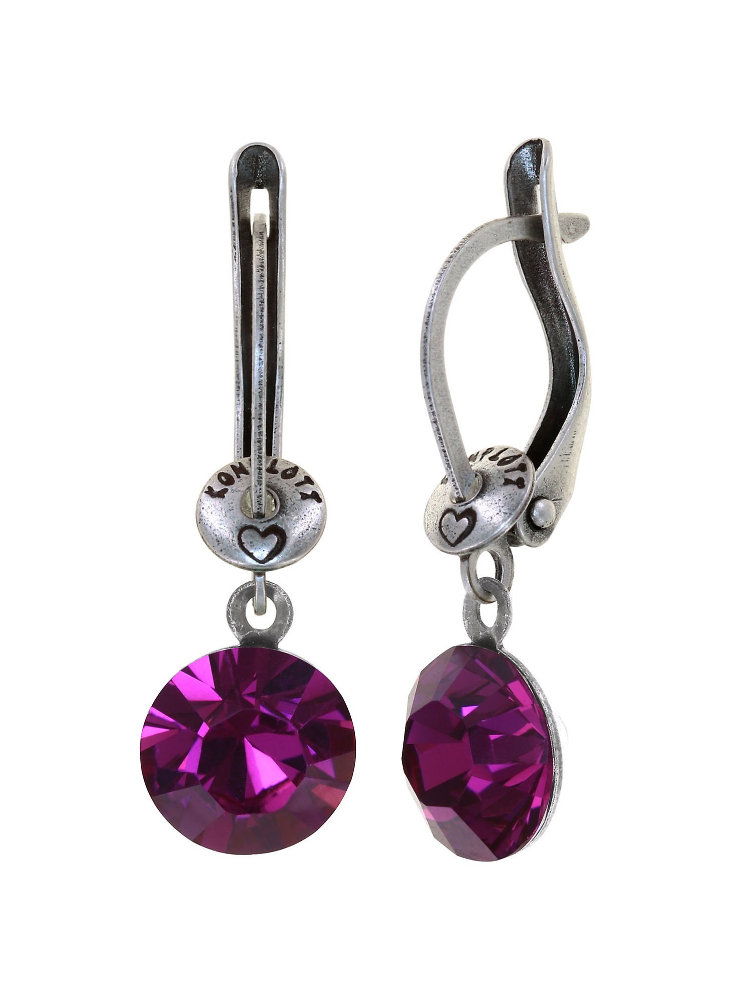 image for Earring Dangling Black Jack Dark Rose fuchsia SS 39